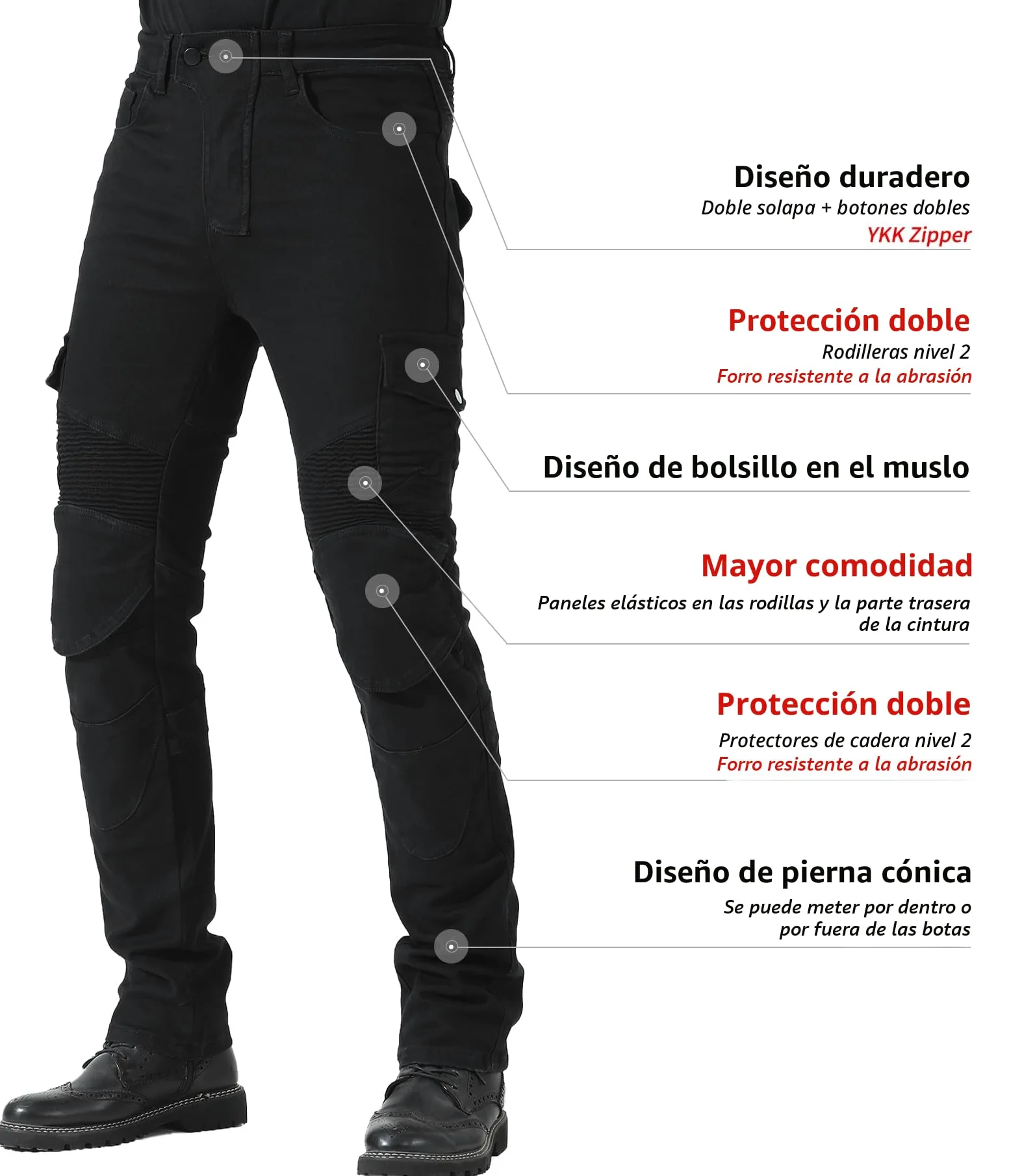 CTBQiTom Pantalón Moto para Hombre con Revestimiento Protector de aramida Pantalón de Moto con Coraza Desmontable CE