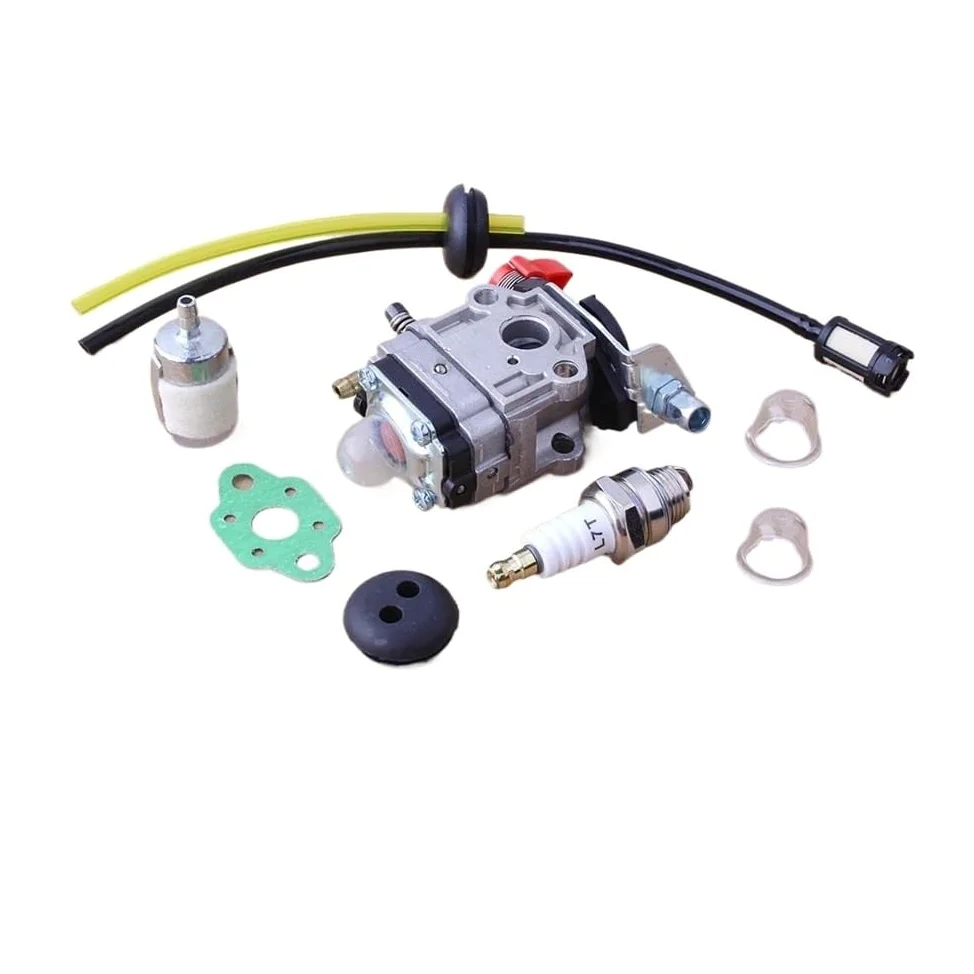 Carburador compatible con recortadora TH23, TH26, TH34 de 23 CC, 25 CC, 26 CC, 33 CC y 35 CC. Accesorios, bujía, filtro de línea de combustible y ojal.