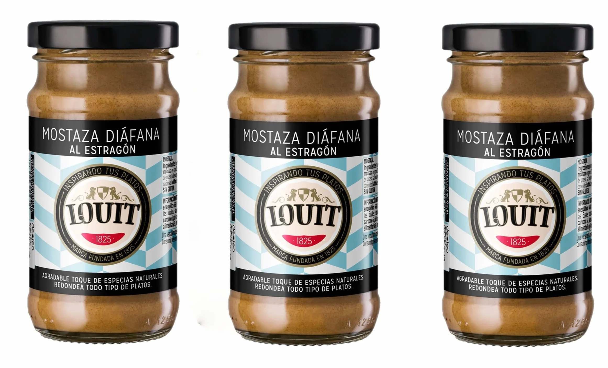 MADALO Louit mostaza al estragón 115grs cristal Pack 3 unidades 345grs