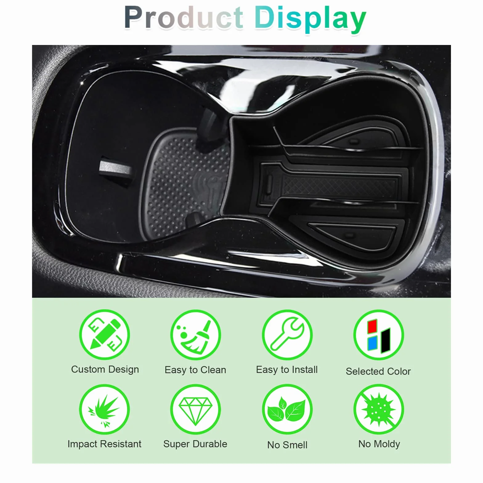 GAFAT 2020-2022 2023 V W ID3/ Cuprα Born Caja de Almacenamiento para Consola Central, ID.3 Organizador para la Guantera, Reposabrazos para Vasos de Agua, Compatible con VW ID3 Accesorios (Negro)