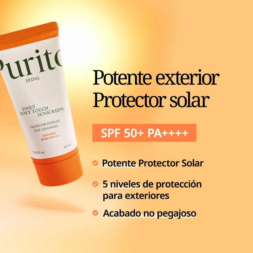 PURITO SEOUL Protector Solar SPF50+ PA++++ Ceramidas No Blanquea Resistente al Agua K-Beauty