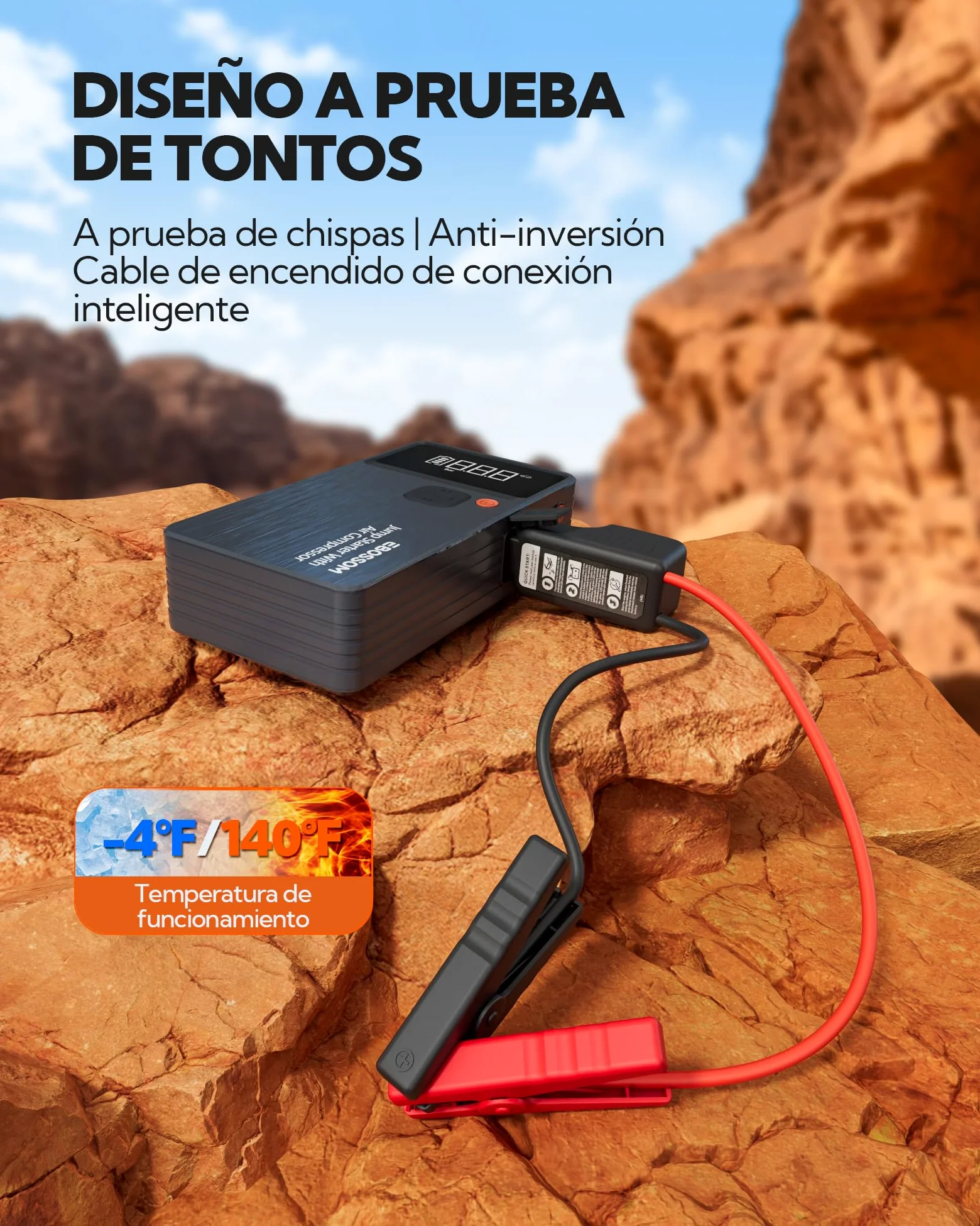 Arrancador de Baterías de Coche,Booster para Coche con Compresor de Aire Portátil 7en1,Arranque de Batería con Inflador para vehículo de 12000 mAh,Kit de Emergencia del Conductor con Linterna LED