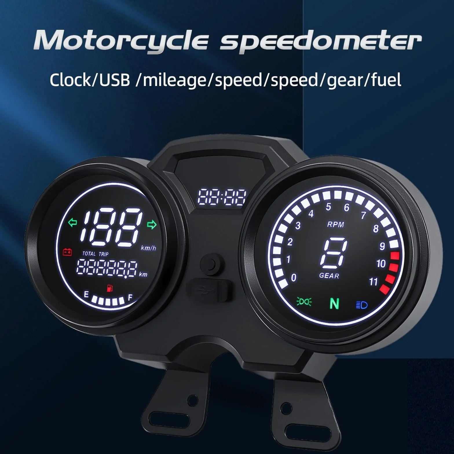odómetro Tablero Digital Universal para motocicleta, odómetro LCD, velocímetro, instrumento, tablero, contador de horas, tacómetro con engranaje
