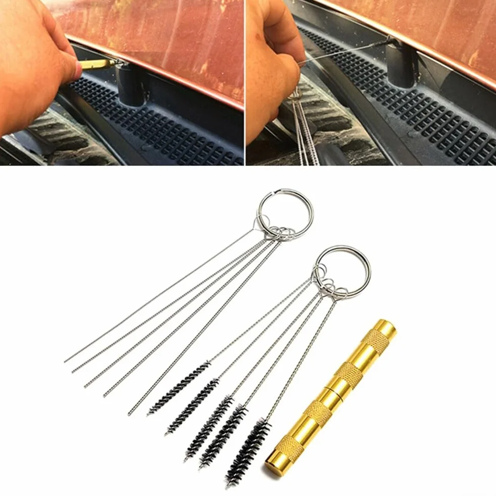 Herramienta de limpieza de boquilla de chorro para parabrisas de coche, herramienta de limpieza ajustable para parabrisas de coche, 5 tamaños de cepillo disponibles, apto para todos los vehículos