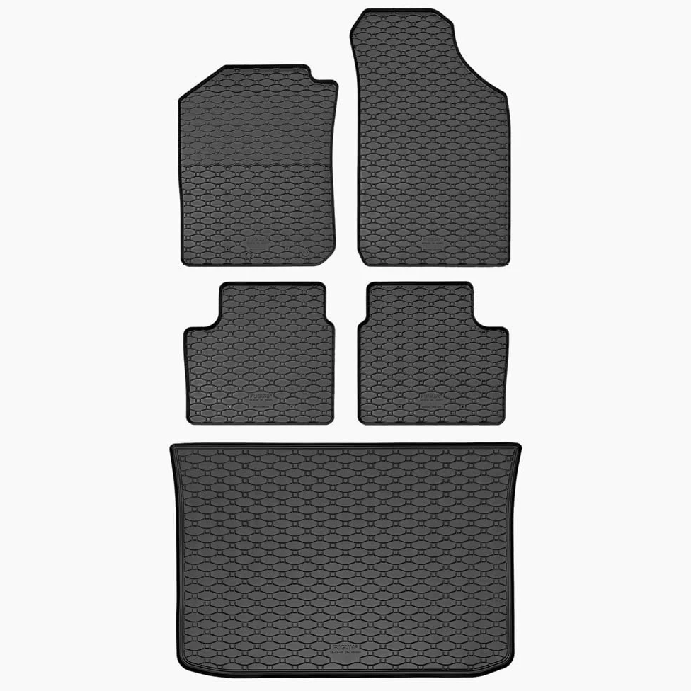 Car Lux Duo AR07016 + AR07025 - Conjunto de Alfombra Protector Maletero de Goma y Alfombrillas de Goma a Medida para Dacia Spring Desde 2022