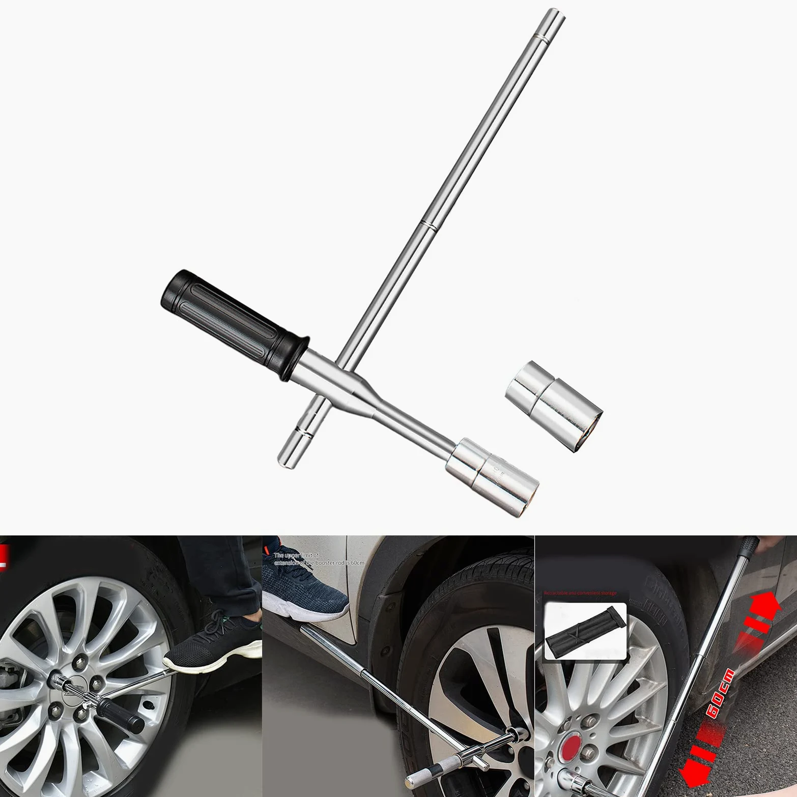 Llave de rueda, llave cruzada, removedor de zócalos de coche para reemplazo de neumáticos de 17-23 mm, pintura de reparación
