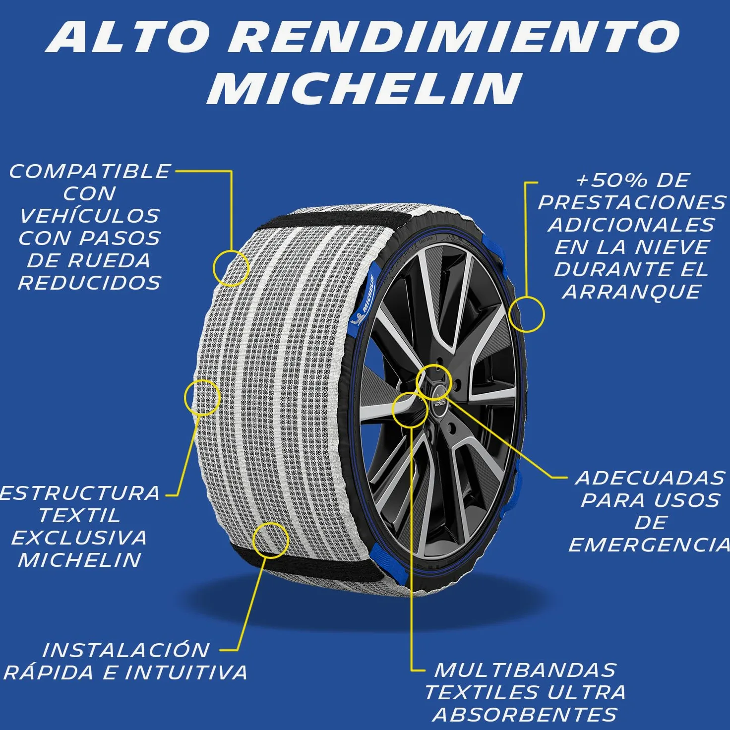 MICHELIN 008419 SOS GRIP Cadenas de nieve textiles Coche, Fundas de nieve para neumáticos EVO 9