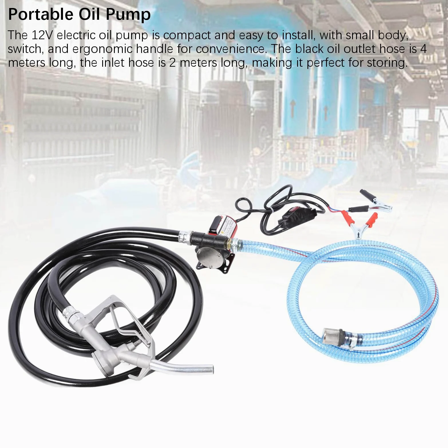 Bomba de Aceite de Auto Cebado, Bomba de Aceite Eléctrica de 12 V con Interruptor, Bomba de Transferencia de Auto Cebado, Bomba de Aceite Eficiente Compacta con Interruptor,