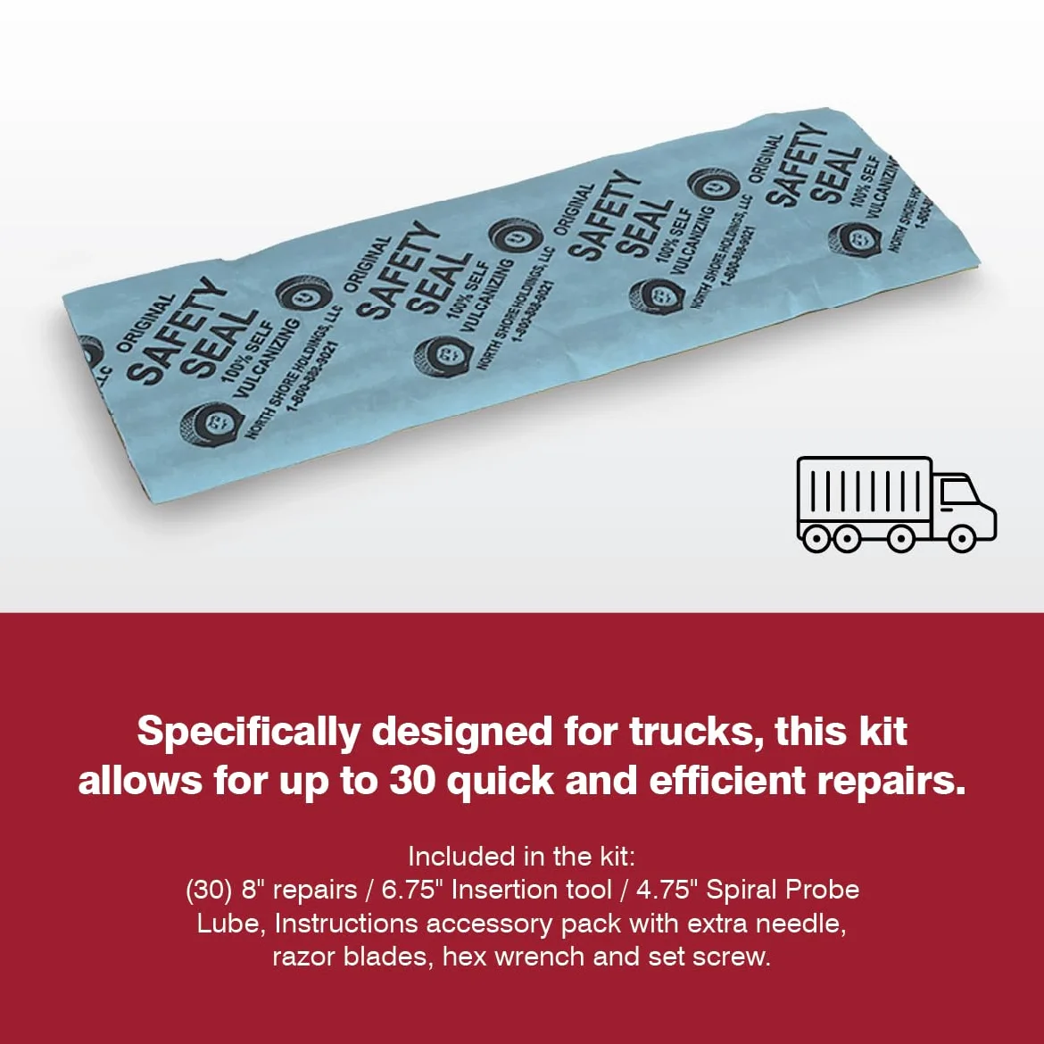 Safety Seal Kit de reparación de neumáticos de Lujo para camionetas de 30 a 8 Pulgadas (20 cm)