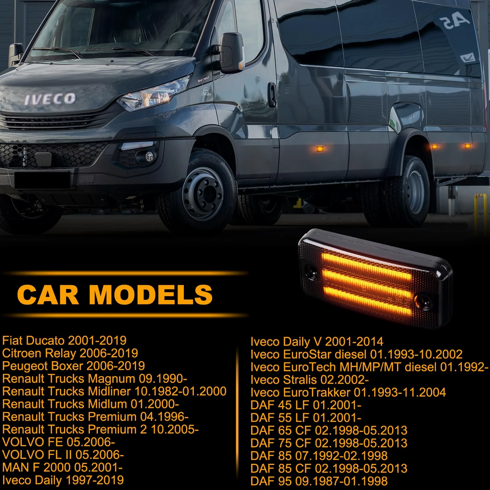 6 Piezas intermitente laterales LED para Fiat Ducato Citroen Relay Peugeot Boxer Trucks Magnum Midliner Midlum Premium 2 VOLVO FE FL II, Luce Intermitente Lateral