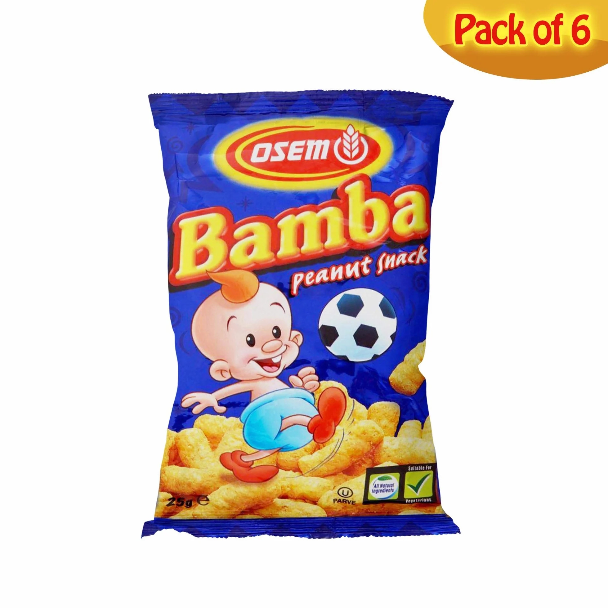 Osem Bamba Maní Merienda 25g Paquete de 6