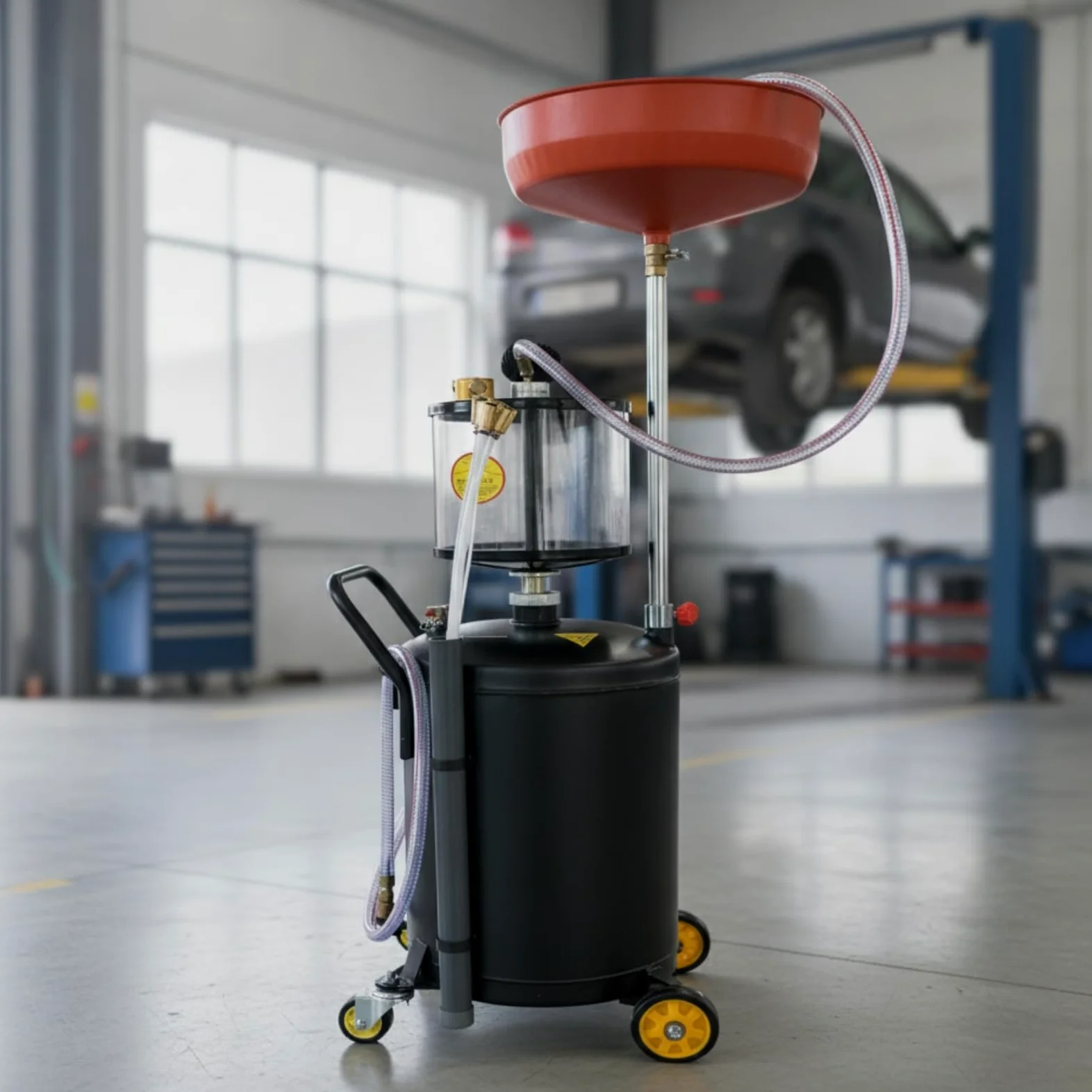 MagiDeal Extractor de Aceite Automotriz para Servicio y Succione Tanque de Gran Capacidad Visor de Control Desplazamiento Ágil Adecuado para y Mantenimiento