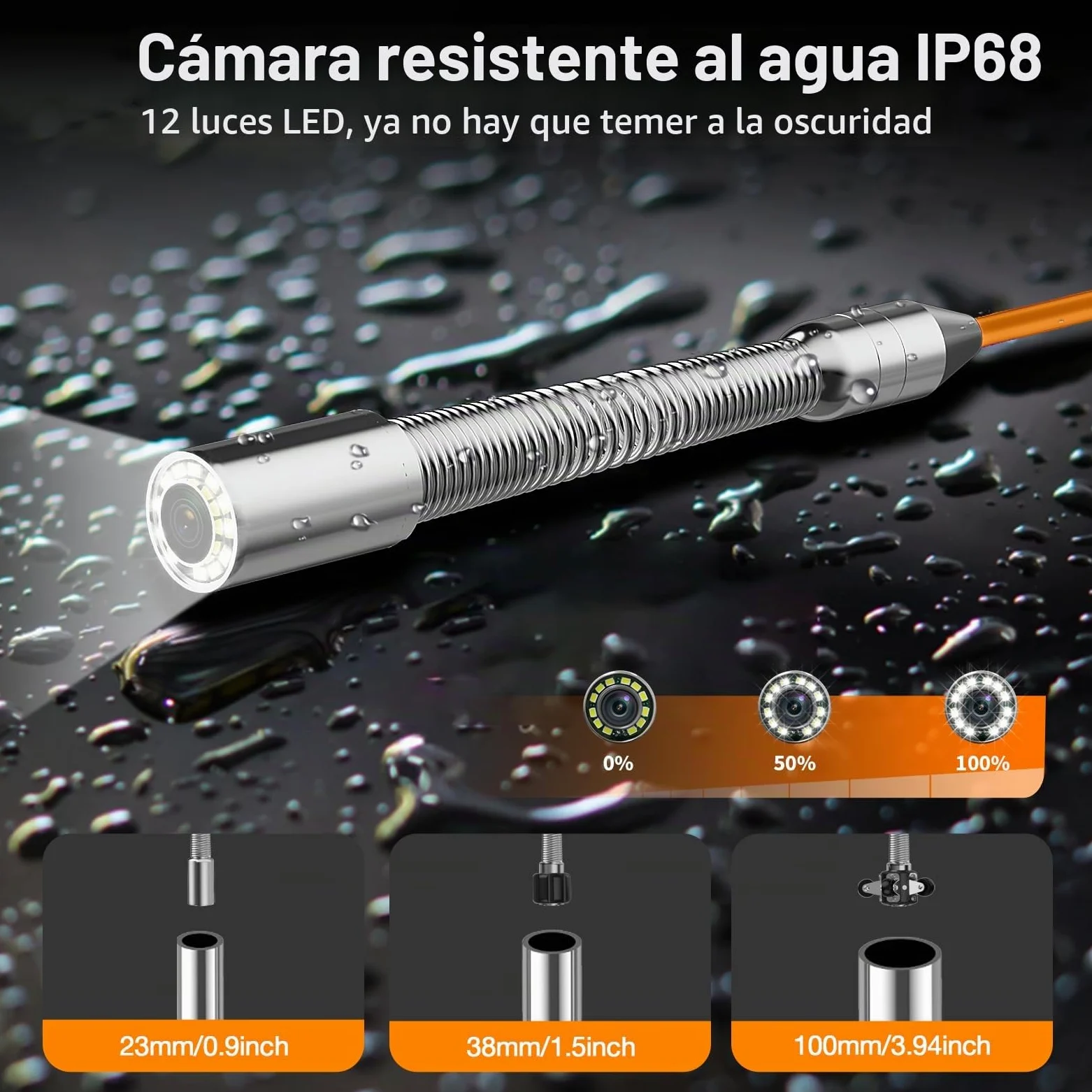 Cámara de Inspección, 4,3" Cámara para Tuberías con Función DVR, Snake Camara con Batería de 8500mAh y Marcadores de Metros, 23mm Endoscopio Industrial con 12 Luces LED (30M)