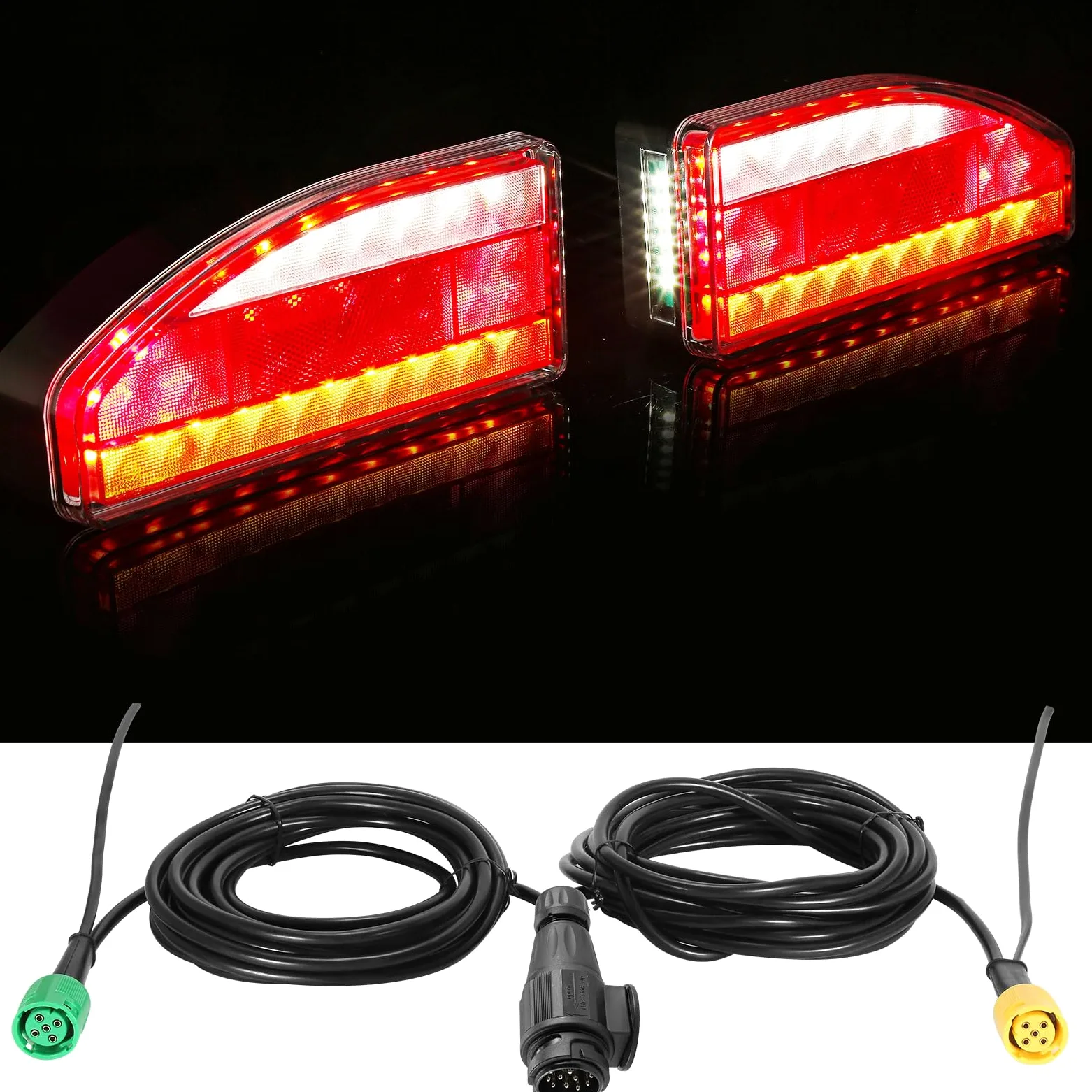 Pilotos Traseros Remolque 13pines LED 12/24V Homologados 7Funcione Luz Antiniebla/Piloto Marcha Atrás/Luces de Matrícula