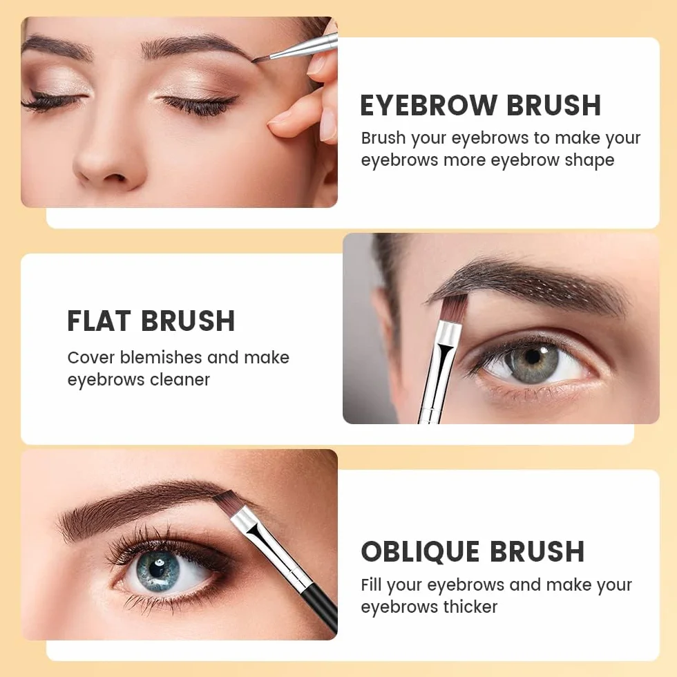 Juego de brochas para sombra de ojos, 8 PCS, brocha cosmética multifunción, brocha para delineador de ojos, brocha correctora, brochas para pestañas, brocha para polvo con ángulo biselado para cejas
