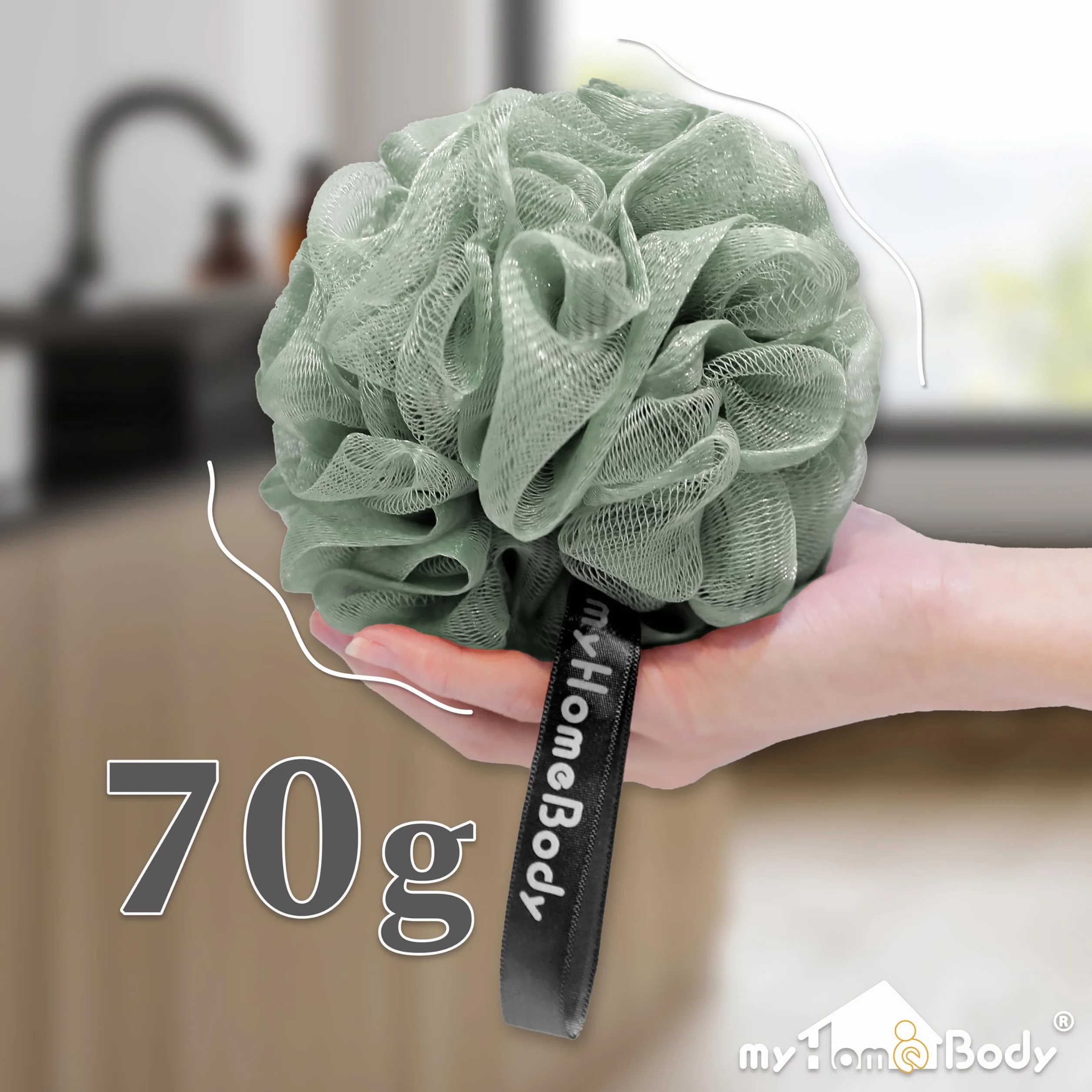 Esponja de lufa grande 70g exfoliante corporal baño con carbón activado 2 Graphite Gray + 1 Sage Green Paquete de 3