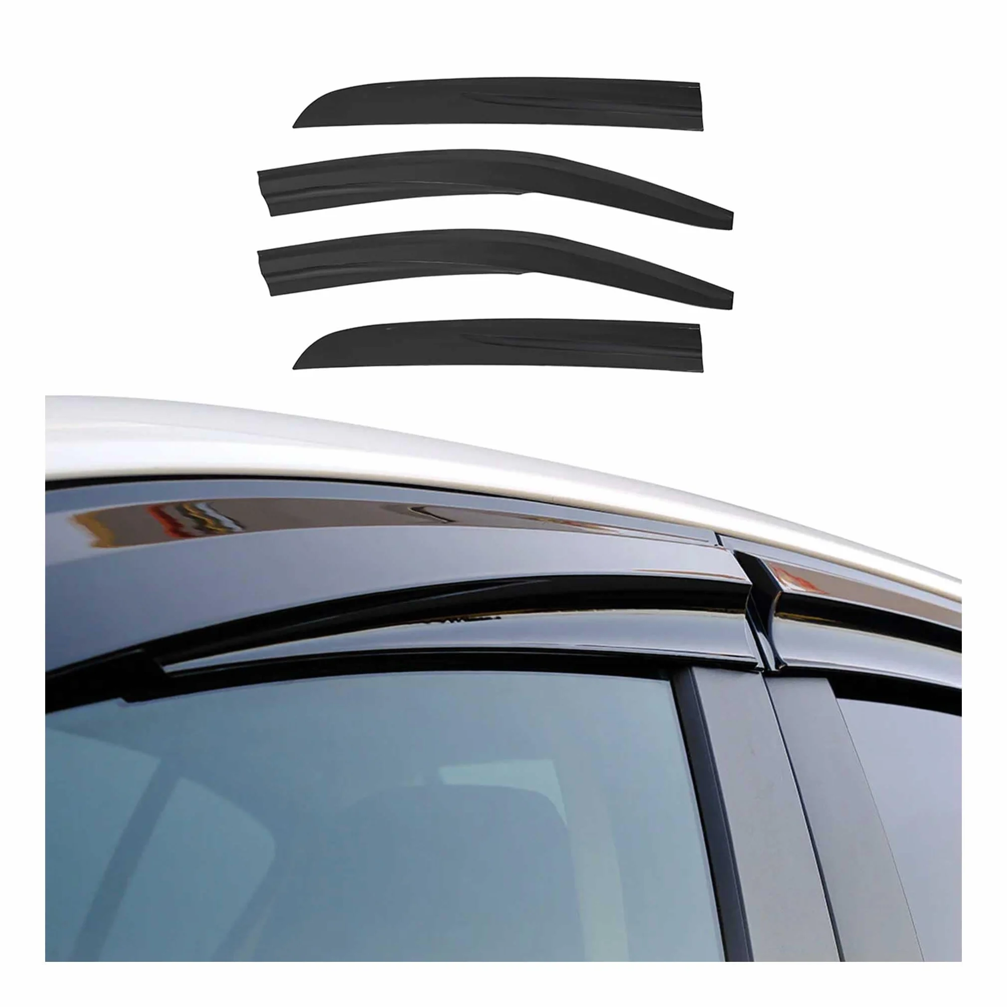 OMAC Deflectores Aire Regenabweiser Compatible con Opel Combo D 2011-2018 Negro Acrylic 4tlg