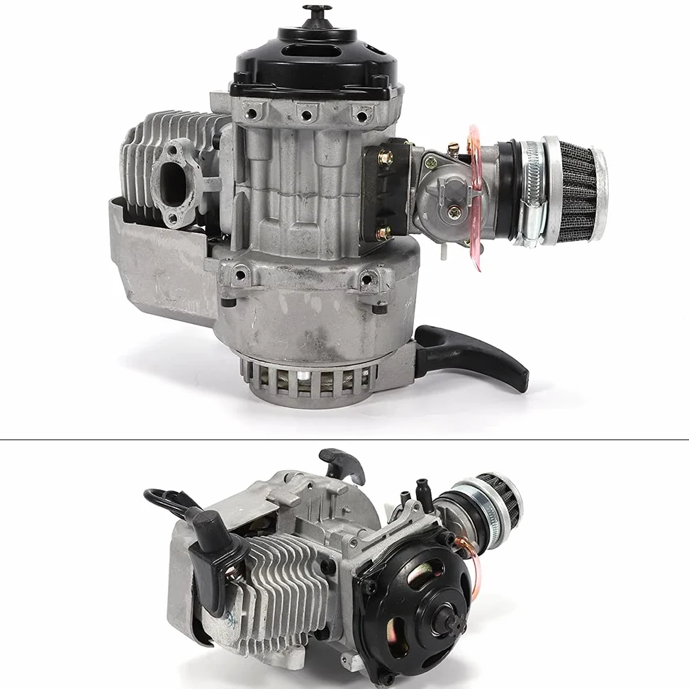 MINRS 49cc 2 Hub Pull Start Motor Mini Dirt Bike Motor, Mini ATV Quad con filtro de aire, carburador Pullstart para Pocket Bike Mini Dirt Bike ATV Roller