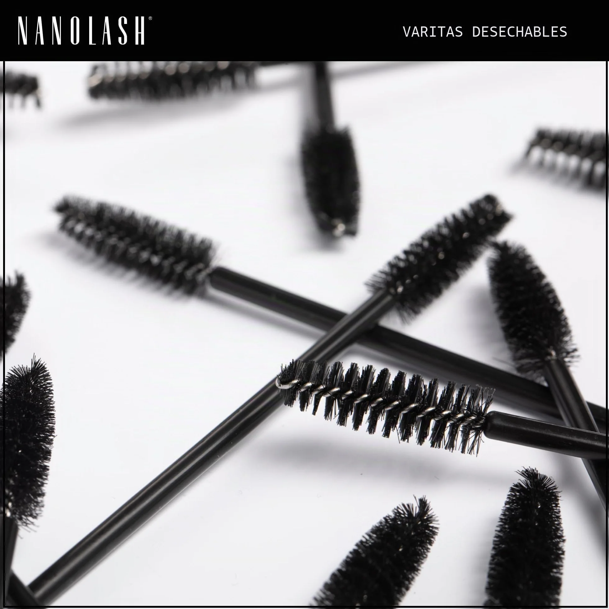Nanolash Desechables Cepillos para Pestañas y Cejas 50 Piezas