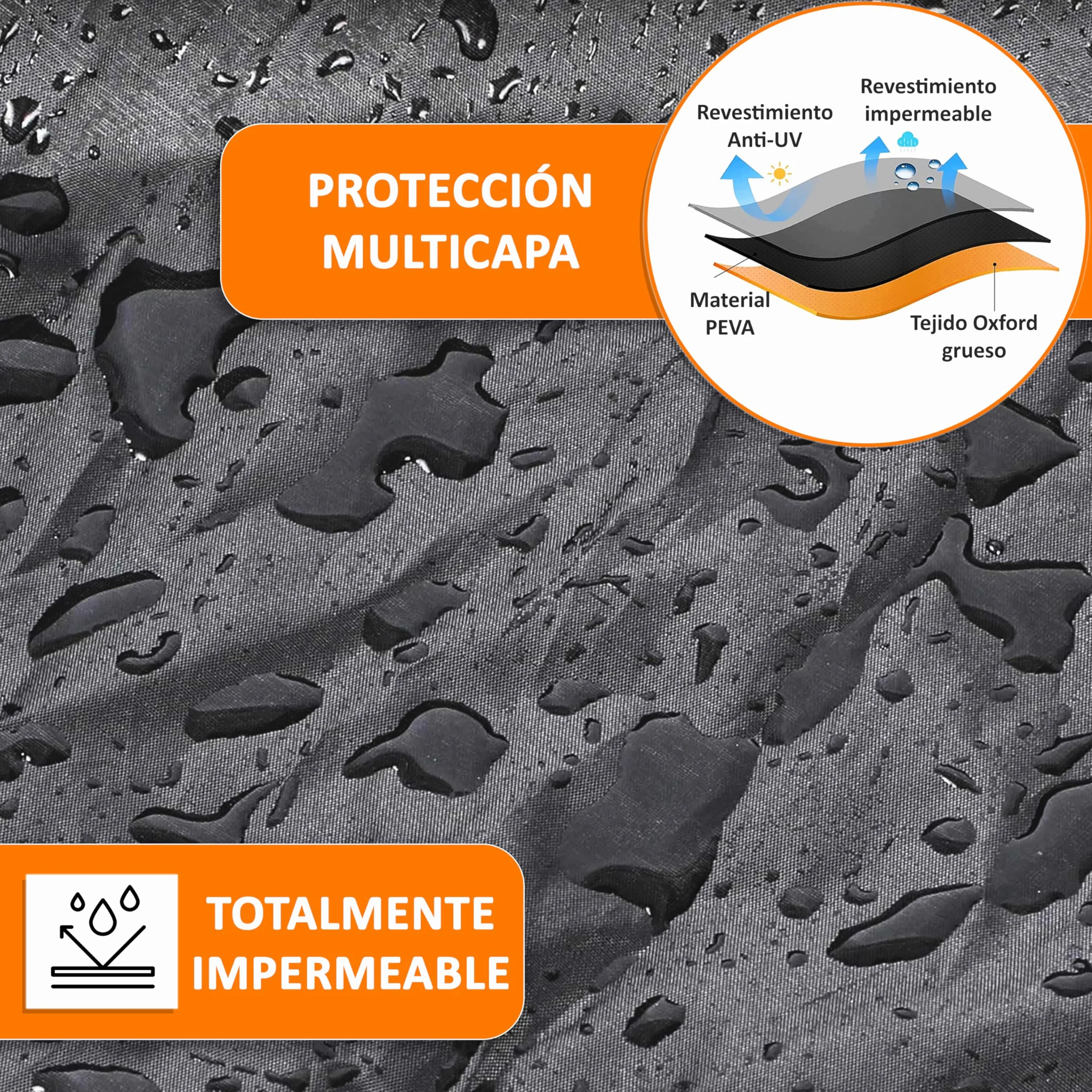 Funda Moto Impermeable Grande 240 x 140 cms Material PEVA Protege Lluvia Polvo Sol Funda para Moto Exterior Impermeable Negra