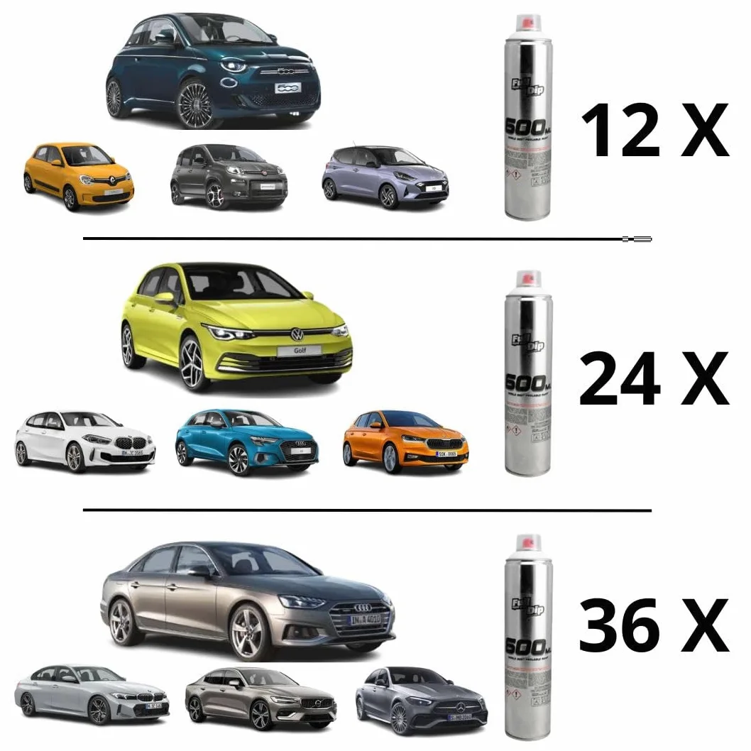 AutoFullCar - Pack para Pintar el Coche con Spray Full Dip 600 ml (12 Unidades) Pintura Vinilo con Regalo Adaptador de spray (Coche Pequeño, Azul Luminoso)