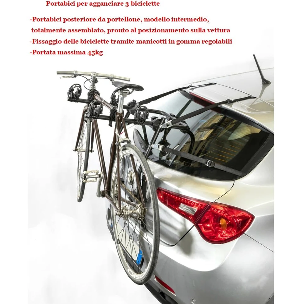 Compatible con Audi A4 (B6/8E/8H) 4P AÑO 00 al 04 Cubre Faros y matrícula Soporte DE Bicicleta Trasero para PORTON DE Coche para 3 Bicicletas PORTABICICLETAS Ajustable Carga MÁXIMA 45KG