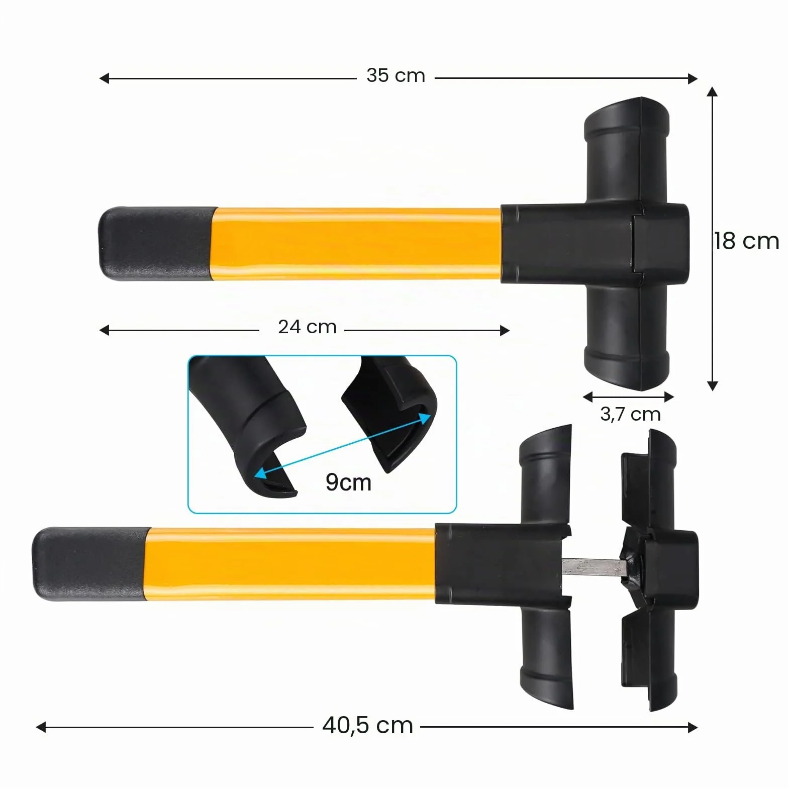Bastón antirrobo para coche, antirrobo para volante, coche, bloqueo de volante, barra universal, cerradura de volante, dispositivo de bloqueo, 2 llaves