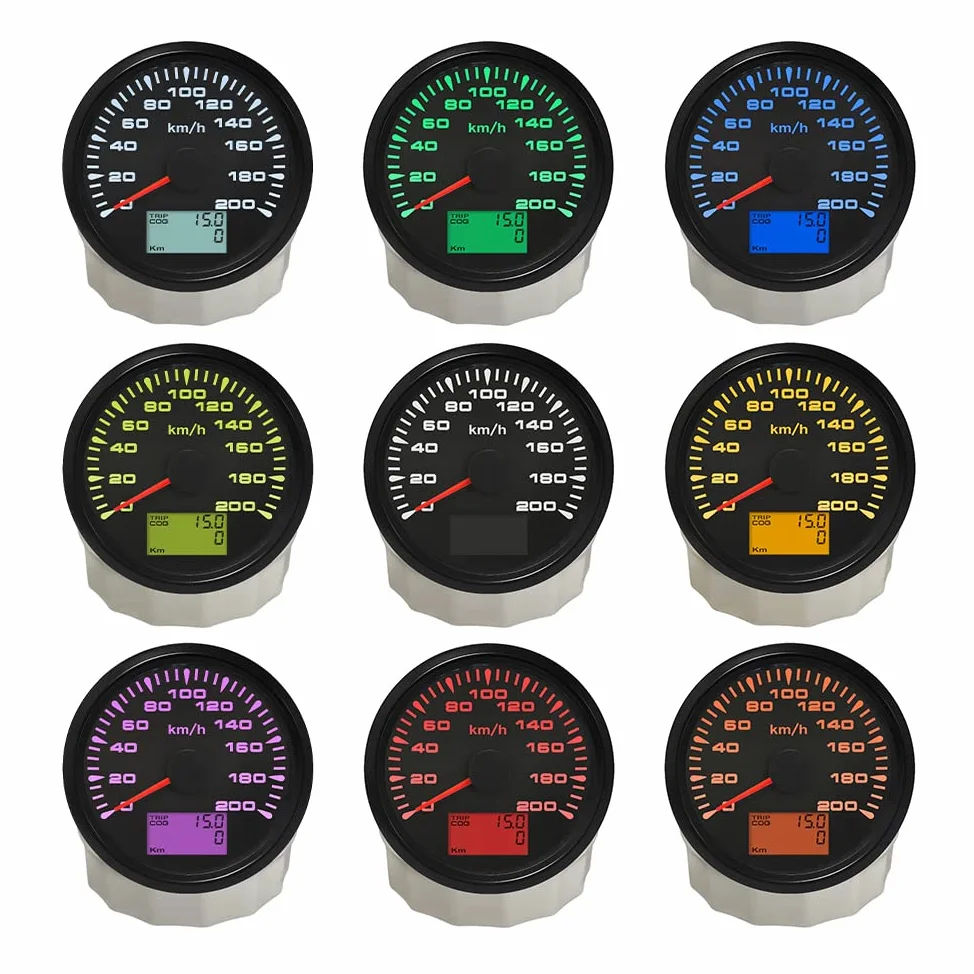 ELING velocímetro GPS universal velocímetro 0-200km/h odómetro para carreras de autos motocicleta 3-3/8 pulgadas (85mm)