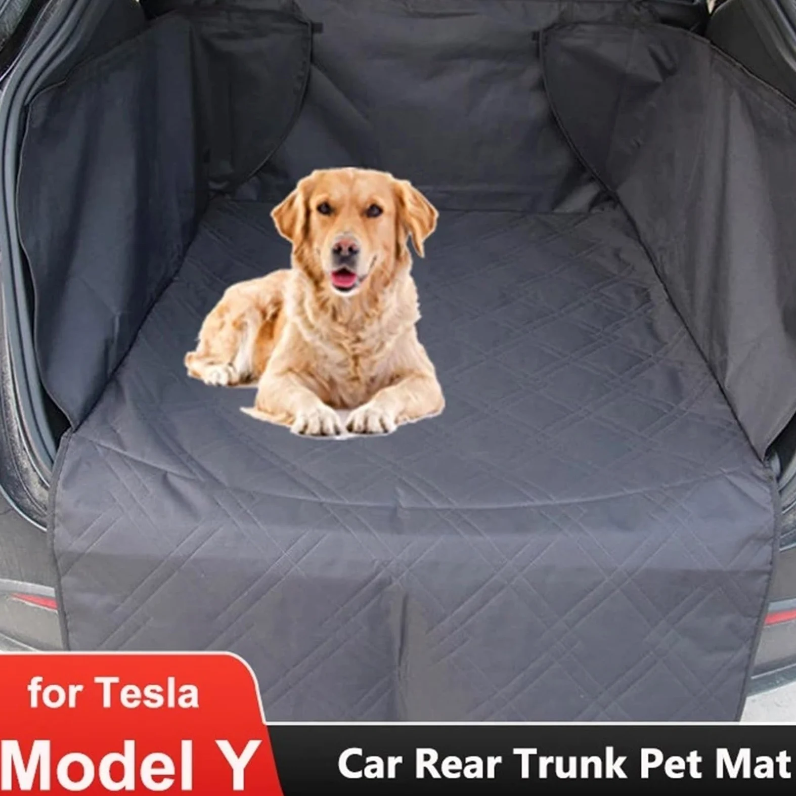 Protector Maletero Coche Alfombrilla para Maletero Trasero para Mascotas, Compatible con Tesla Model Y HW4.0 2024-23, Funda de Tela Oxford Impermeable para Asiento de Perro.