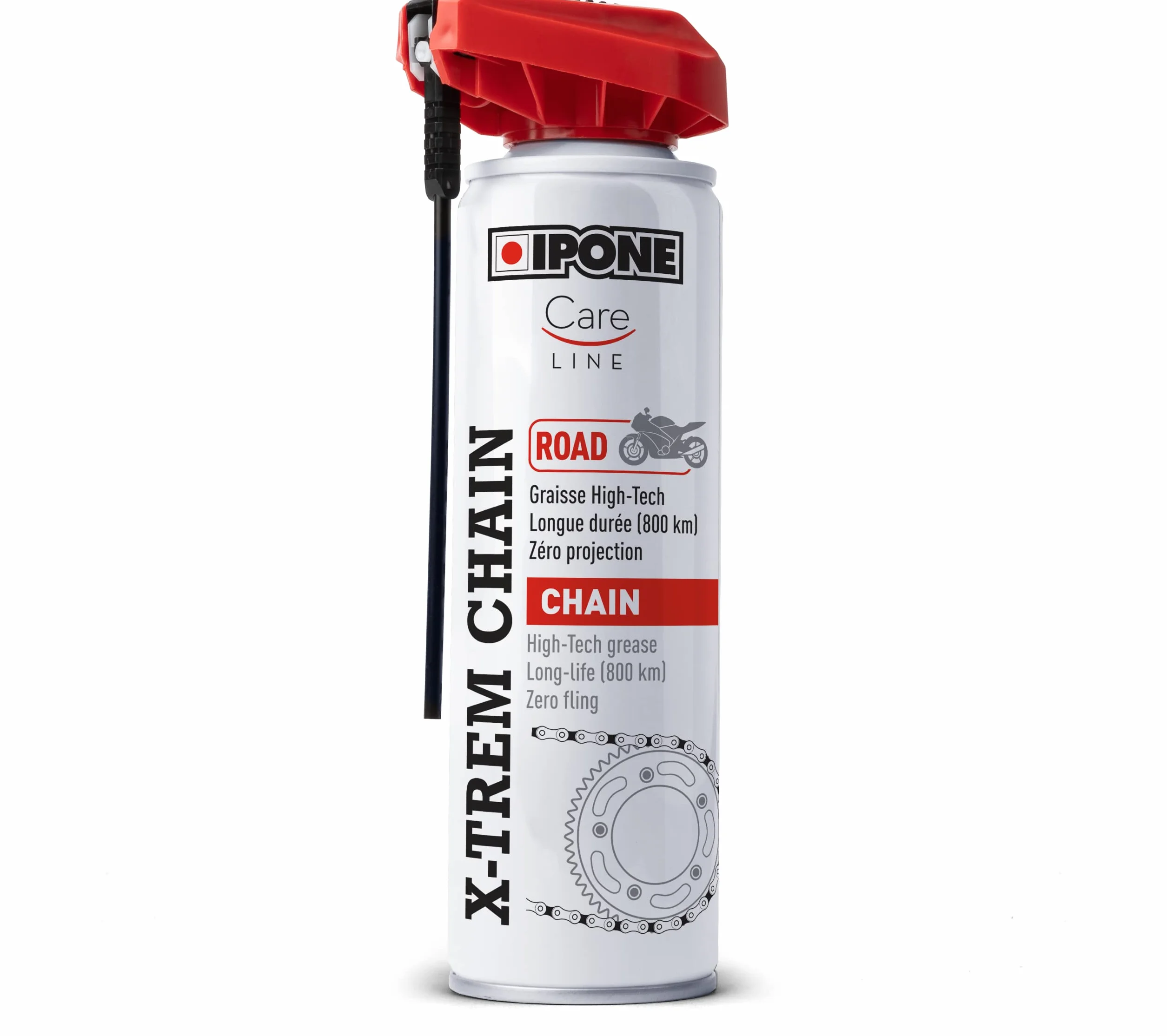 IPONE - Grasa de Cadena para Moto Carretera X-Trem Chain Road - Larga duración 800 km - Pulverización precisa sin Salpicaduras - Espray con difusor multiposición 250 ml