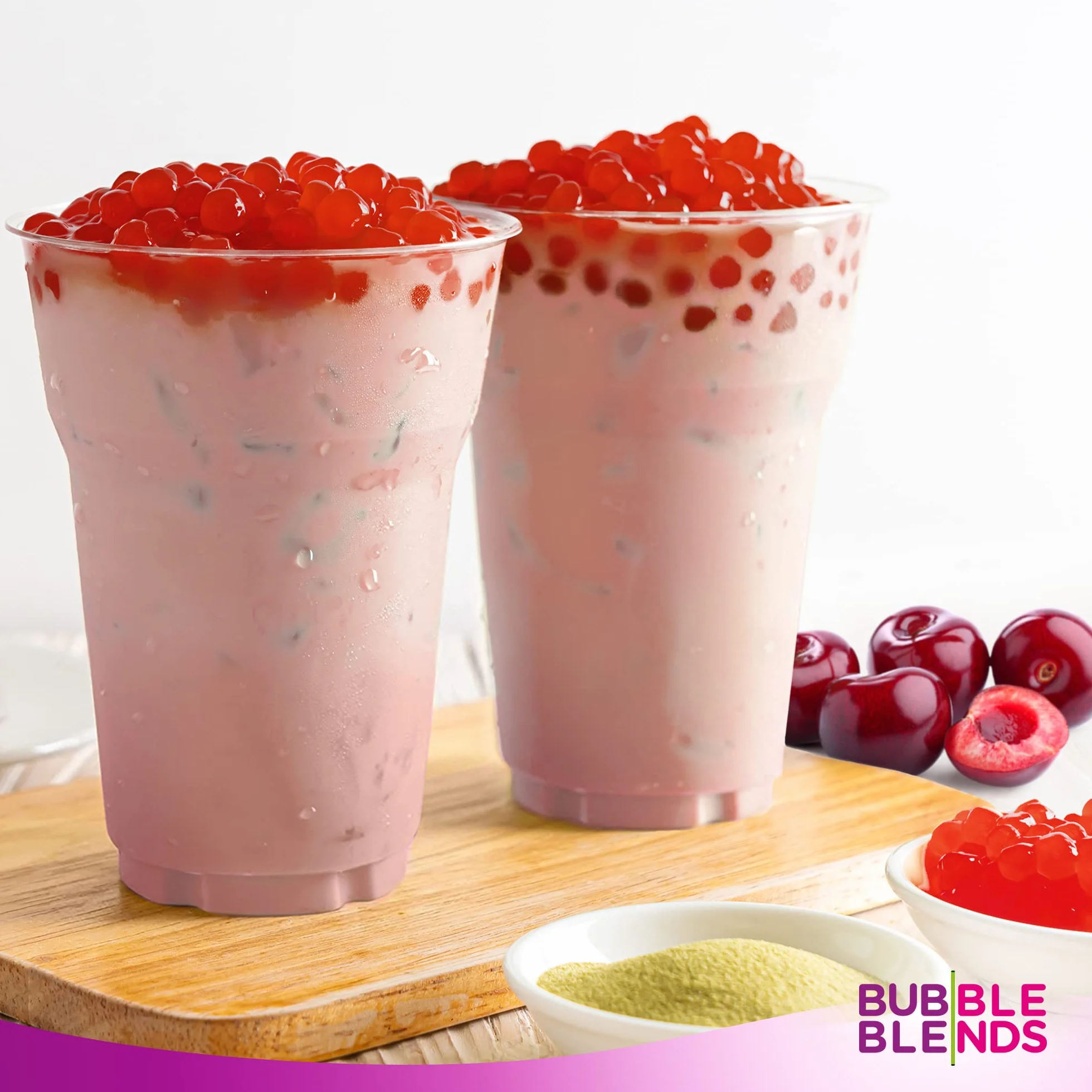Popping Boba Sabor Cereza 450g Bubble Blends Perlas Boba con Verdadero Zumo de Fruta Sin Lácteos Grasa Ni Gluten