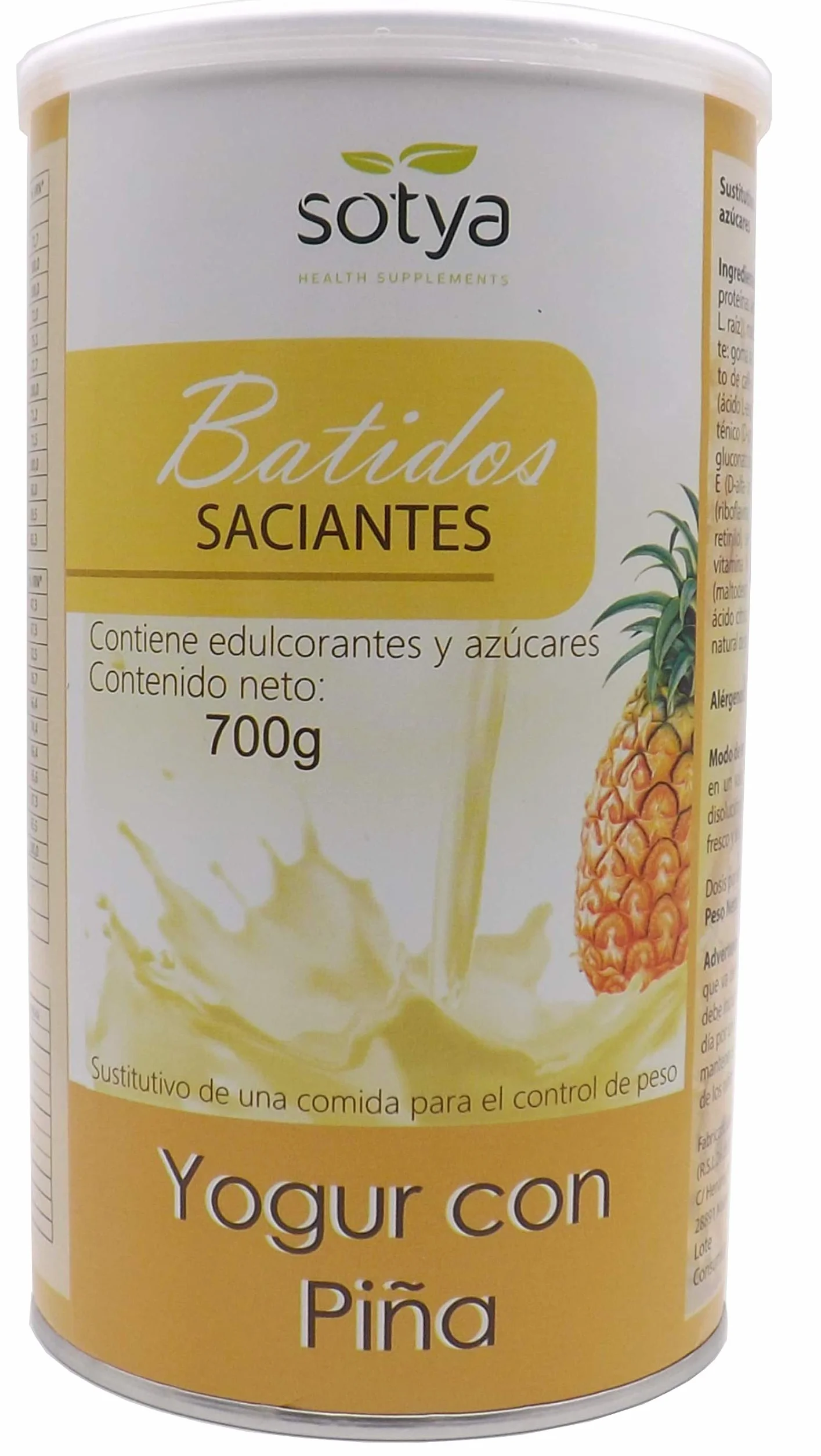 Batido en Polvo Sabor a Yogur con Piña, Rico en Proteínas, Sustituto Alimenticio, Adelgazante con Café Verde Sin Cafeína