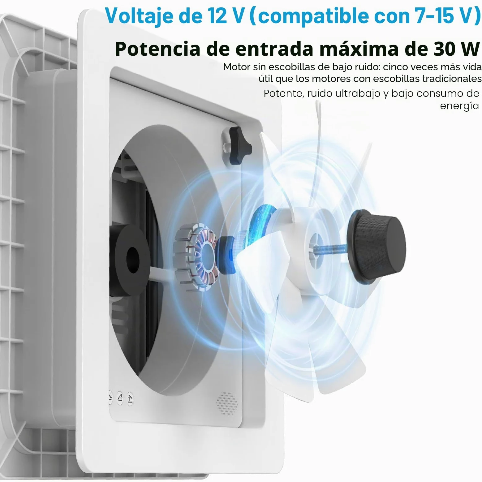 2012 Ventilador de ventilación de techo para caravanas, Nivel de ruido ultrabajo de escape reversible con sensor de lluvia, ventilador permanente de nivel automático para autocaravana camper