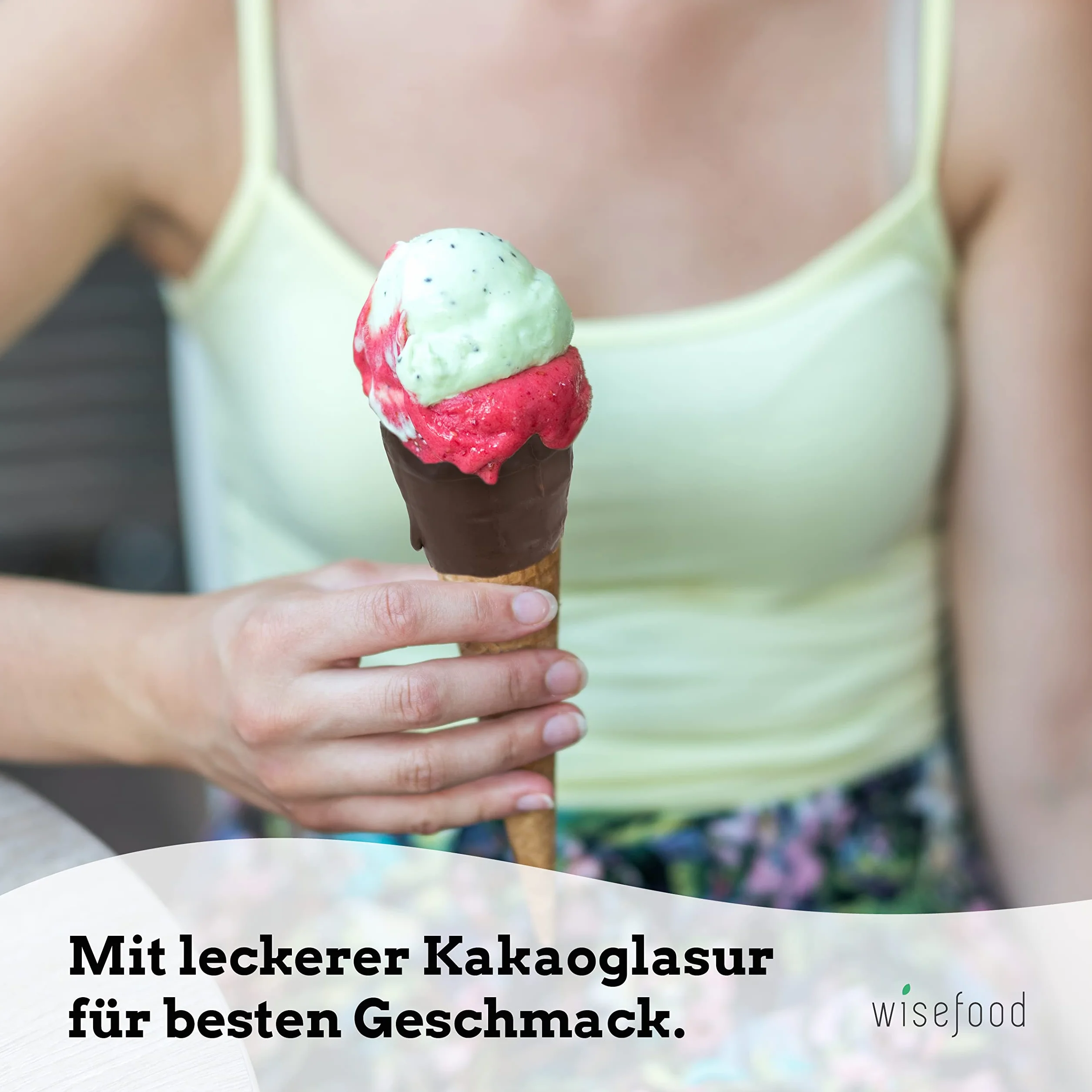 Wisefood Offa de hielo, 12 conos de helado con glaseado de cacao Ø 50 mm, oblea comestible crujiente
