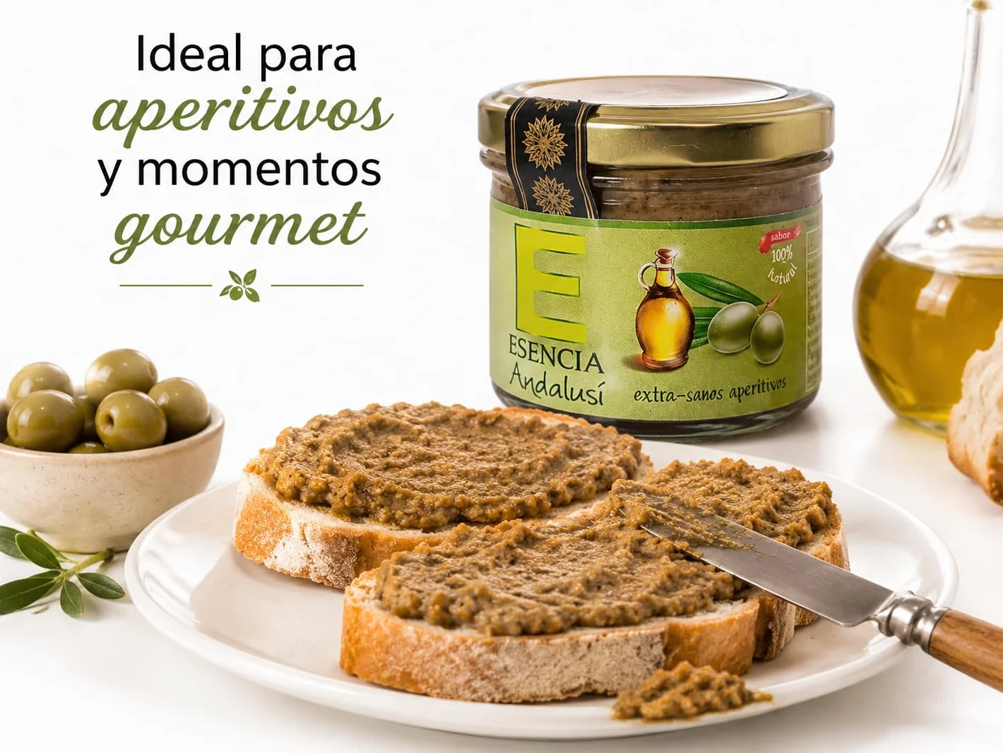 Paté artesano de Aceituna Verde con Aceite de Oliva Virgen Extra 110gr