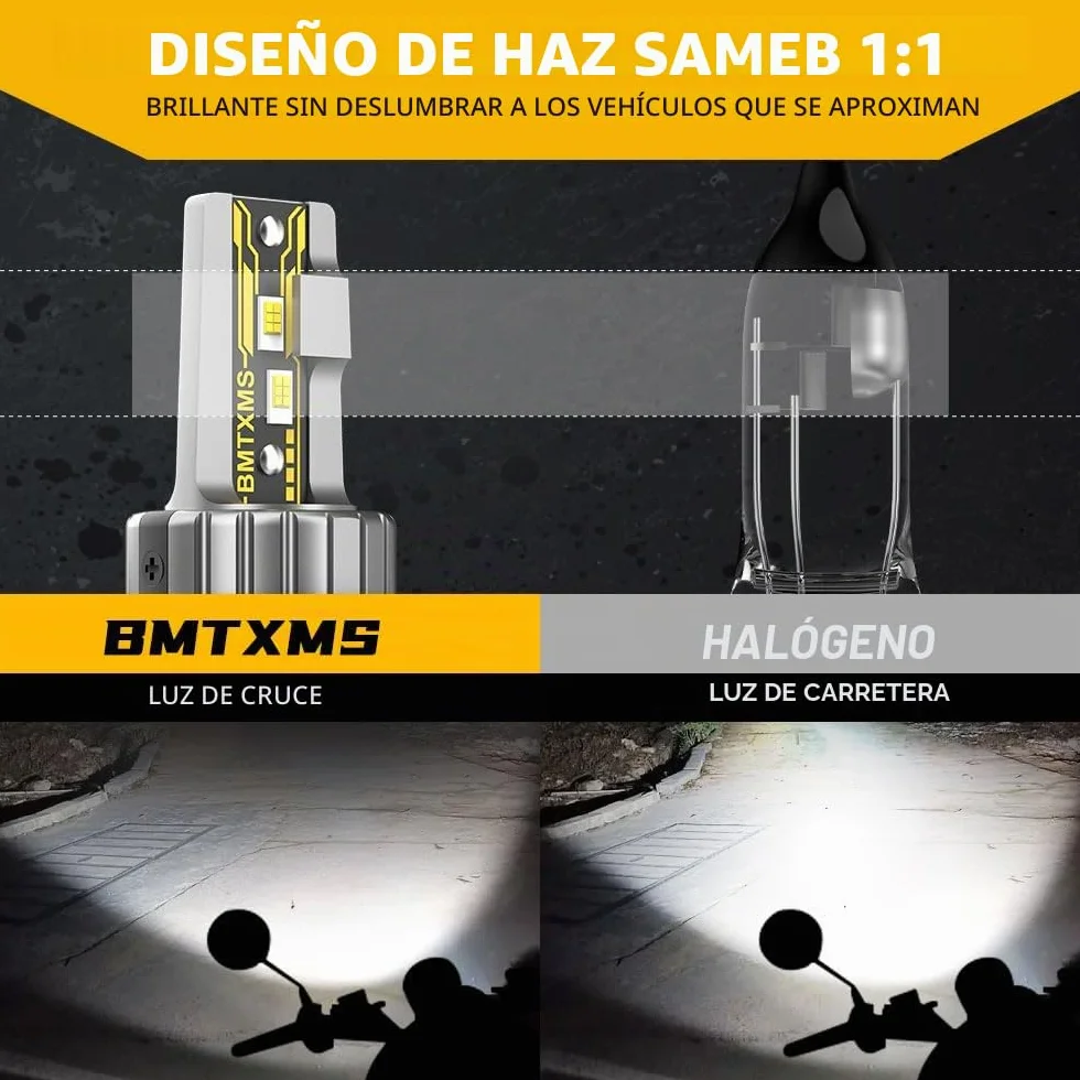 BMT xms H4 LED – 9003 HB2 LED faro para motocicleta, bombilla de carretera, cruce, 600% más brillante, 10000LM 6500 K, blanco brillante