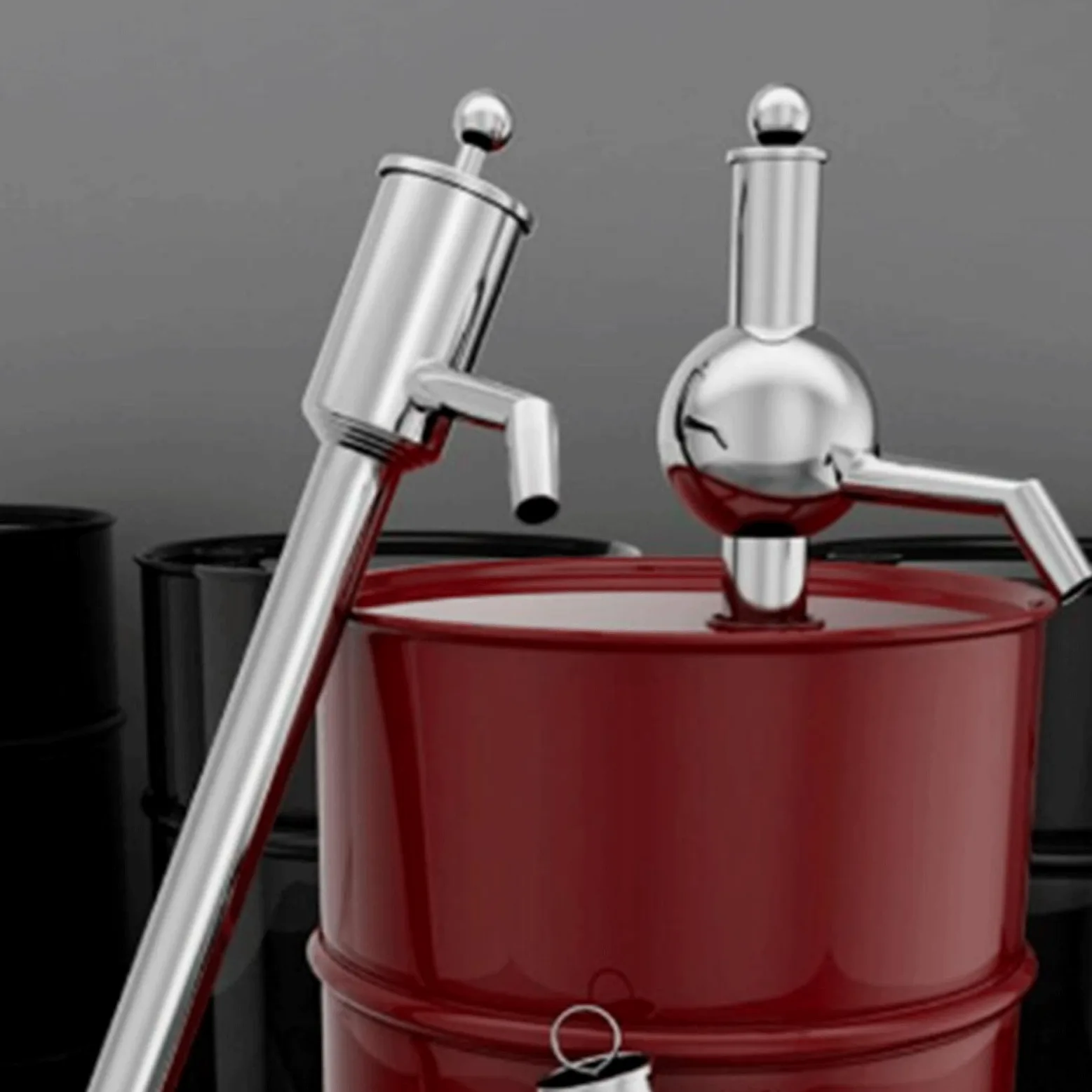 PUSOKEI Bomba de Aceite Manual de Acero Inoxidable, Bomba de Transferencia de Portátil, Extractor de Sifón Manual para Agua Derv Vino Aceite de Oliva Líquidos Corrosivos 95 Cm