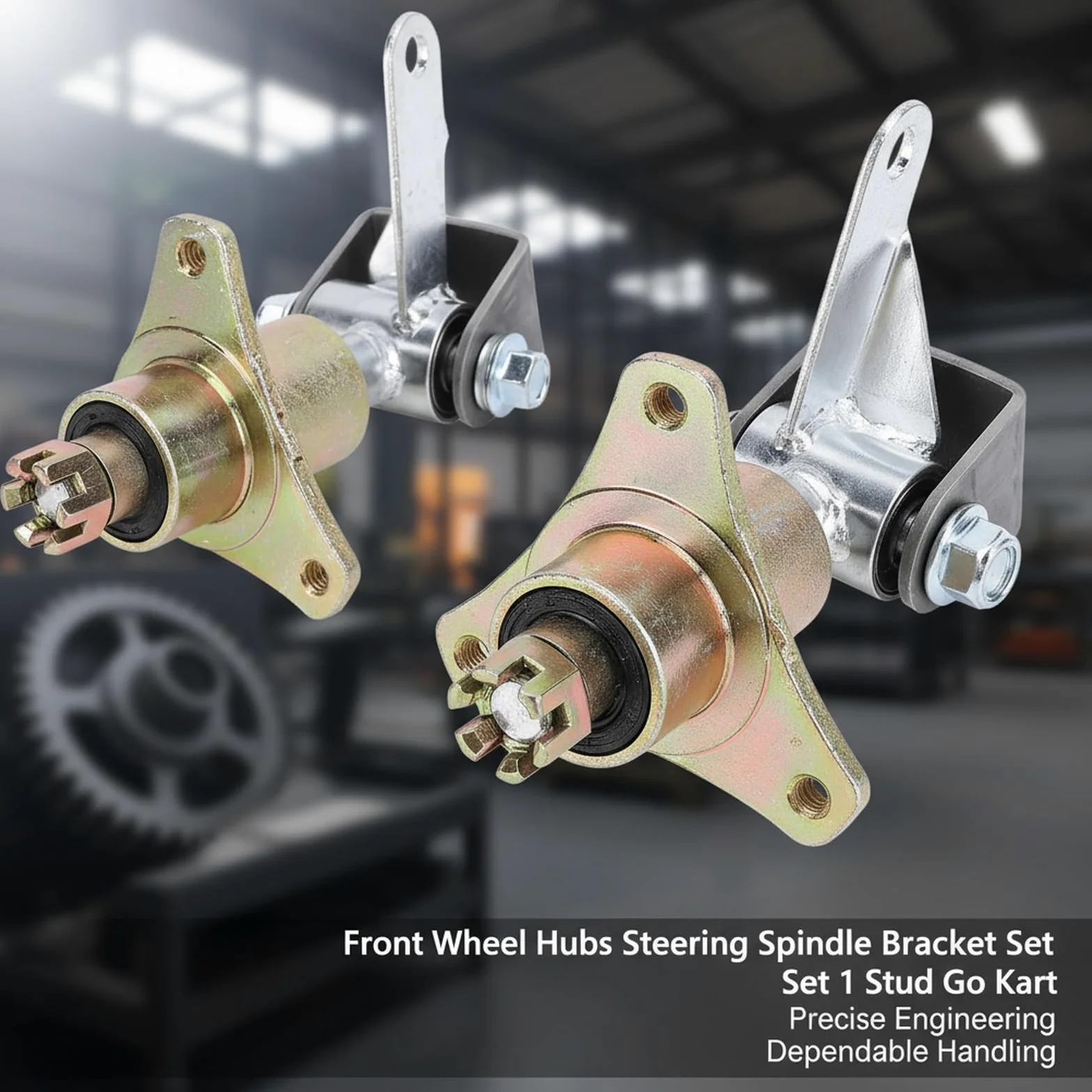 SustVita Eje de dirección delantera Go Kart, 1 par con 3 bujes de perno, nudillos de dirección ATV de montaje de 78mm para rueda de 6 pulgadas
