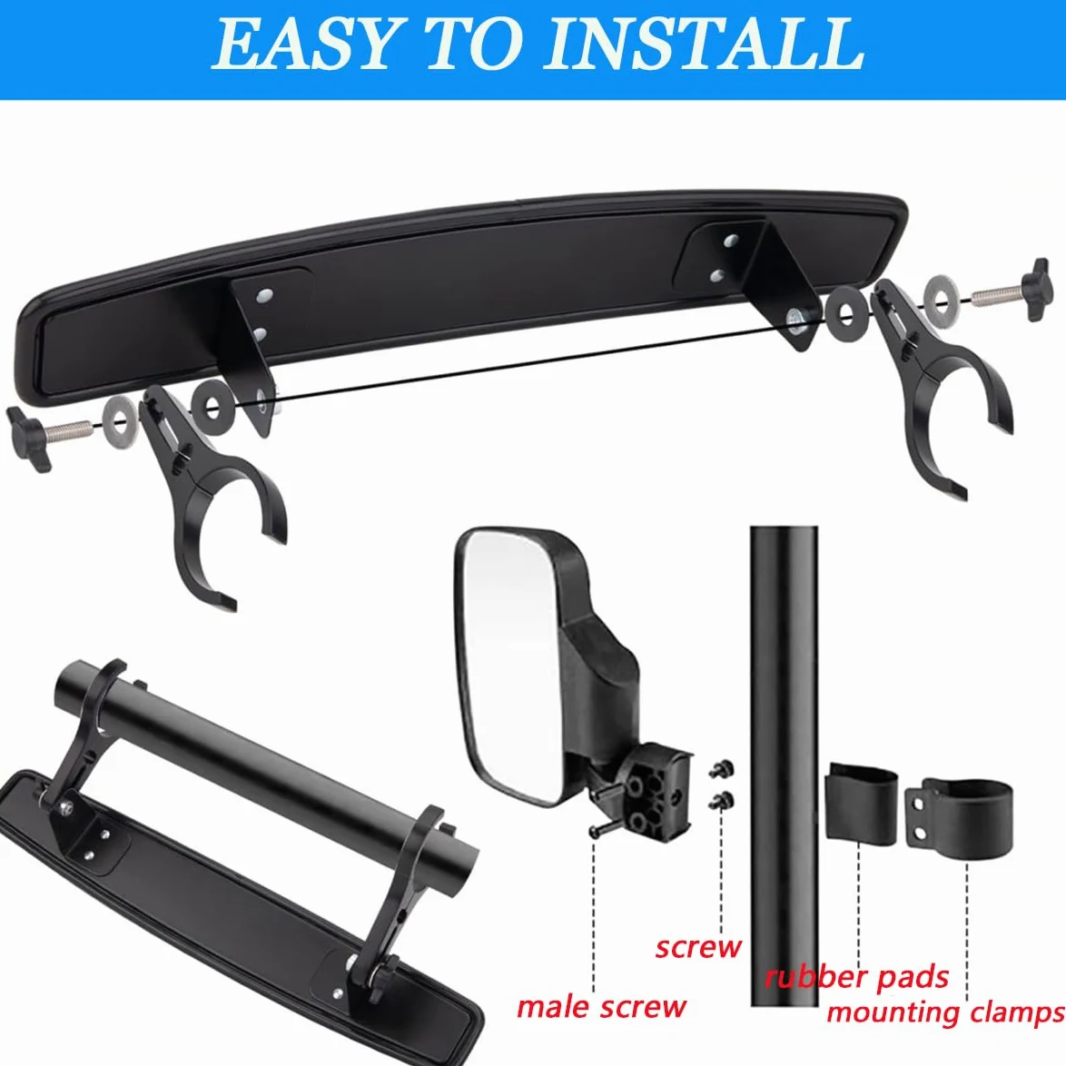 Espejo retrovisor UTV for Segway Fugleman UT10 2021 2022 2023 2024 2025 2026, espejo lado a ajustable plegable con vidrio resistente a roturas, se adapta a jaula antivuelco de 1.75-2 pulgadas(A)