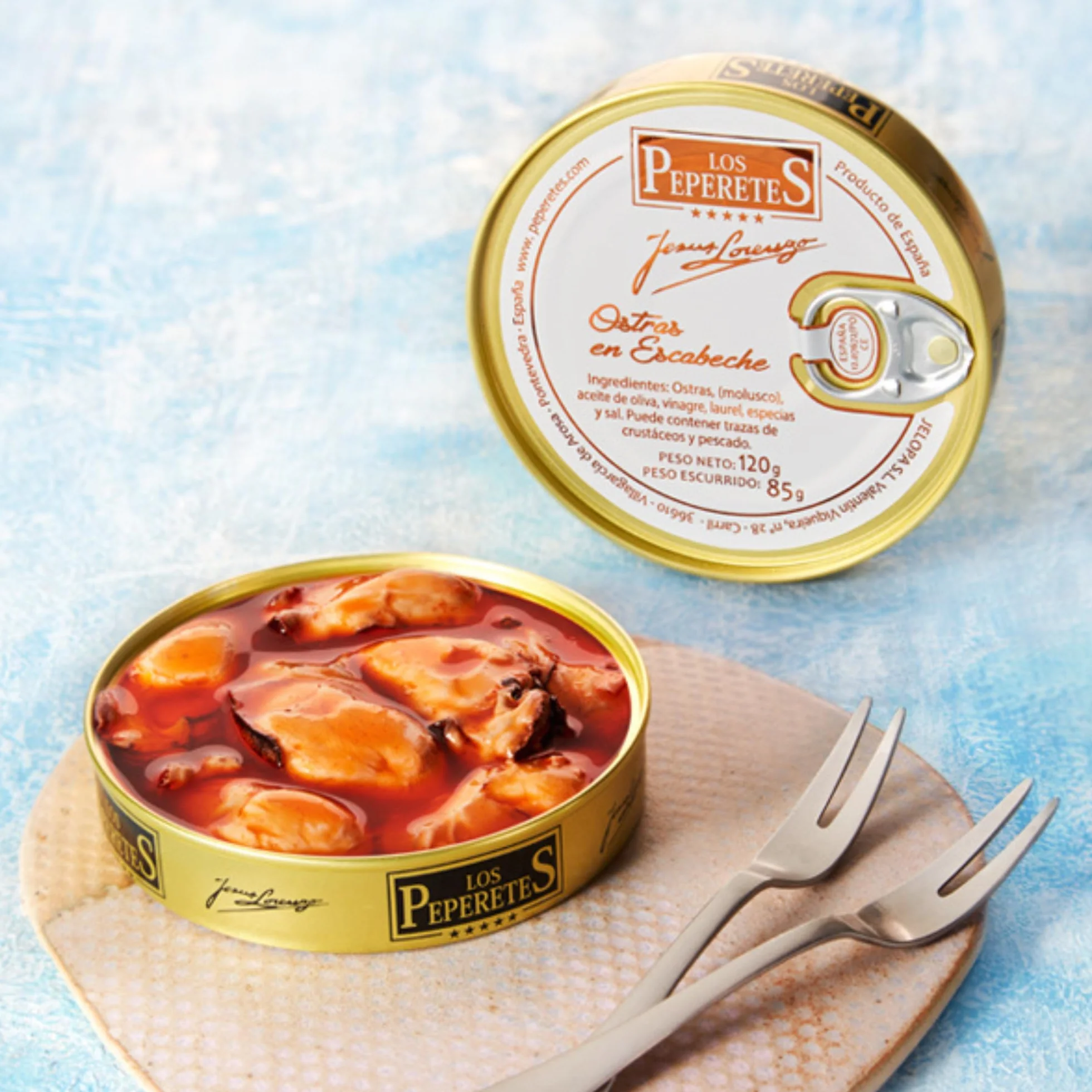 LOS PEPERETES Ostras del Atlántico 120 g Marisco Gallego Gourmet Conserva Artesanal