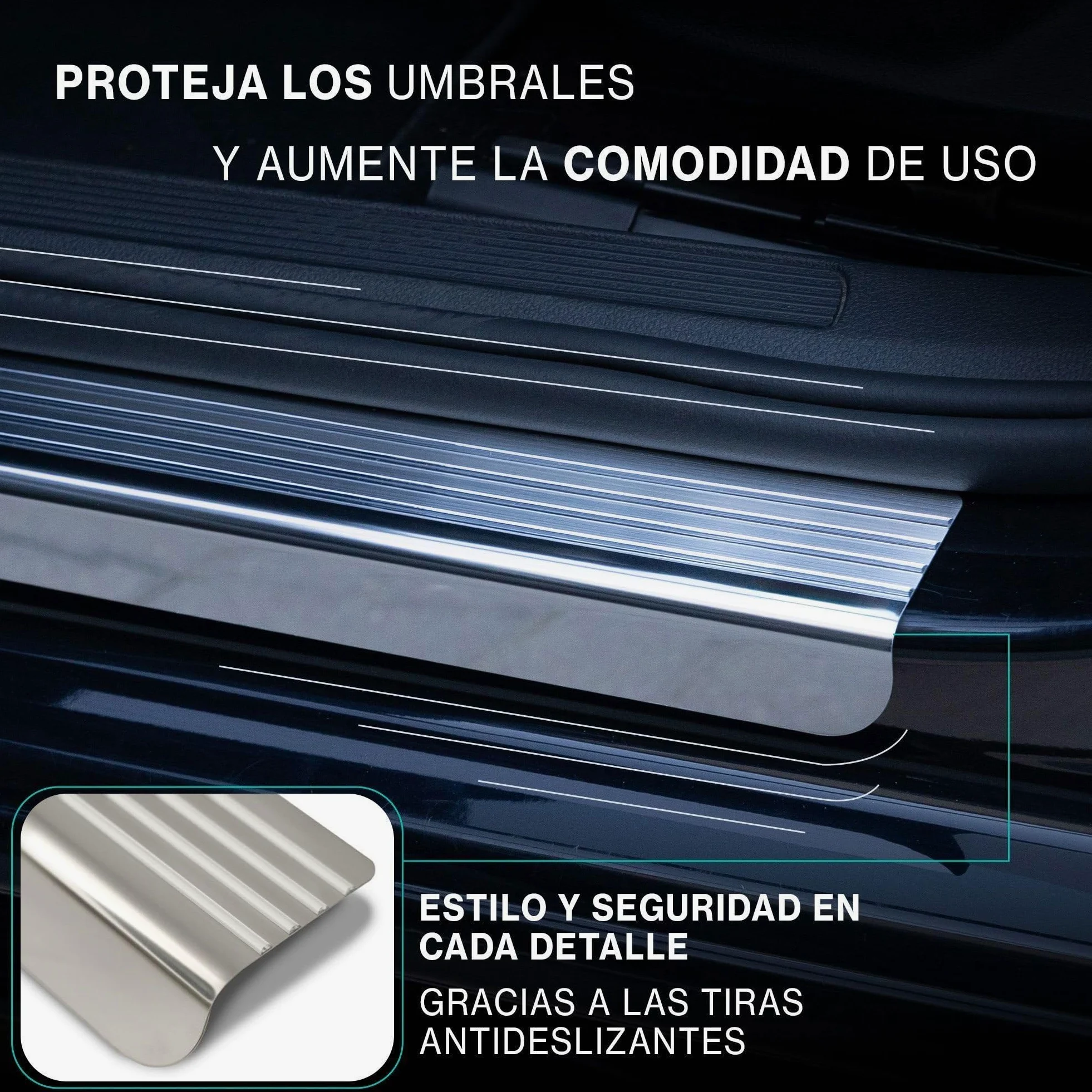 CHROMEMASTER | Protector de Umbral de Puerta Compatible con Honda HR-V III 2021+ | Acero Inoxidable; Protección Antirrayaduras para Umbral - Accesorio de Coche Adhesivo - Juego de 4 Piezas