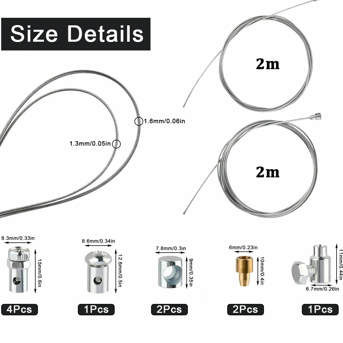 4M Cables de Freno para Moto con 9 Junta Roscada,Ø1.5mm Ø1.1mm Cable de Freno o Embrague Universal,Cables de Embrague para Moto y Cross,Kit de Reparación de Cable,Cable de Freno para Moto