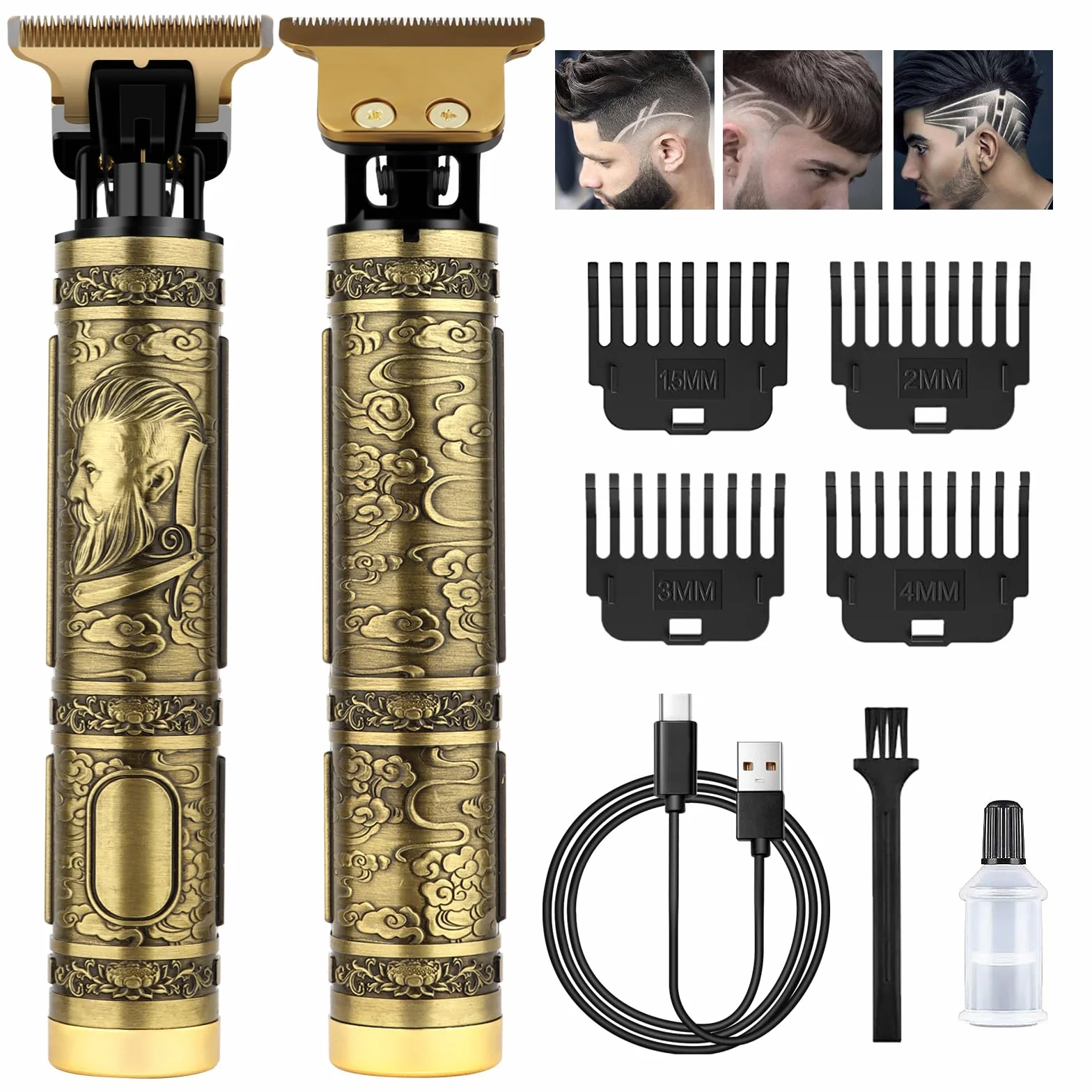 Motomoyo Maquina de Cortar Pelo Profesional, Recortadora de Barba Recargable USB, Cortapelos Electrico Inalambrico