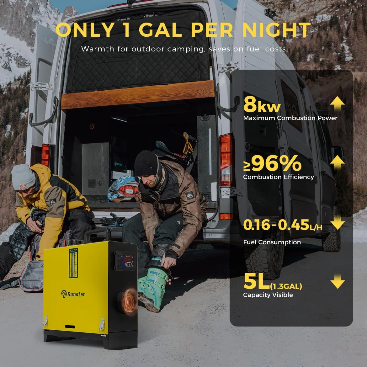 Sunster Calefacción diesel de 8 kW, 12 V/24 V CC y 240 V CA, calefactor de aire diésel todo en uno con adaptador, mando a distancia y pantalla LCD, calentamiento rápido, calefacción diesel portátil