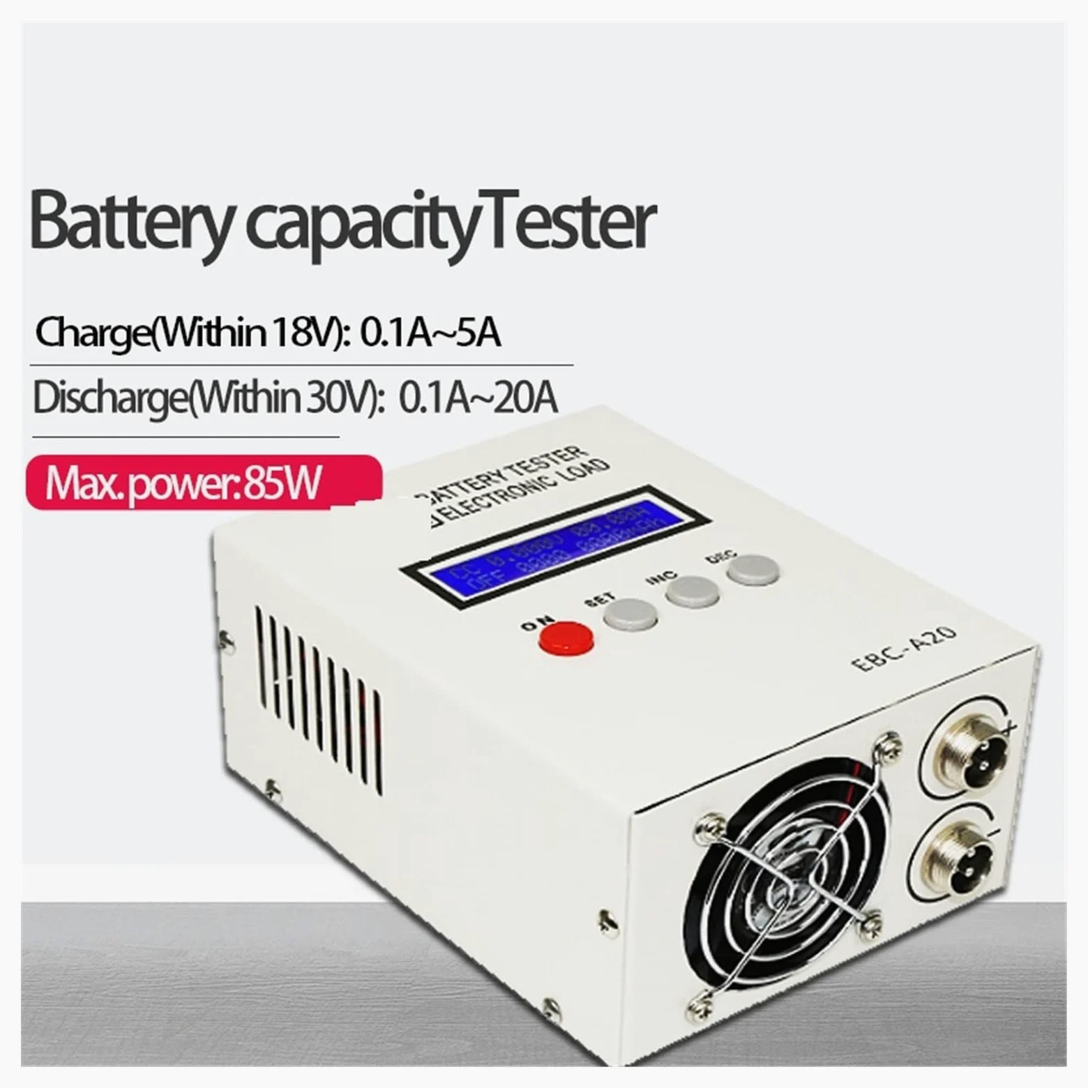 Comprobador de Baterias, EBC-A20 Probador de batería 30V 20A 85W Probador de capacidad de batería de plomo-ácido de litio 5A Carga 20A Descarga Software de PC
