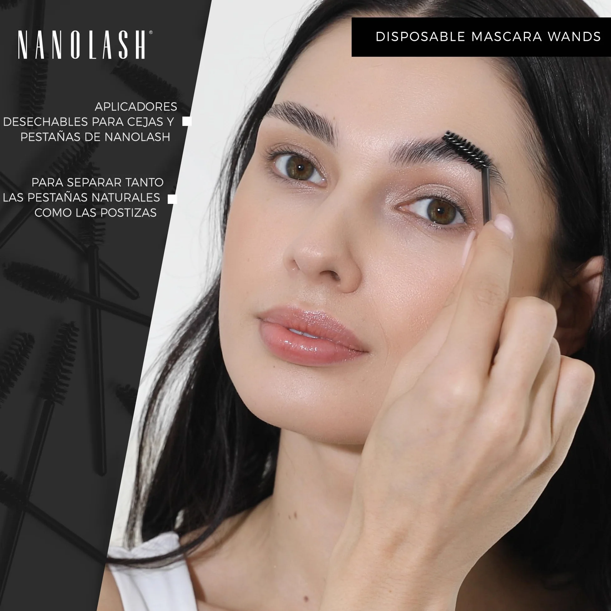 Nanolash Desechables Cepillos para Pestañas y Cejas 50 Piezas