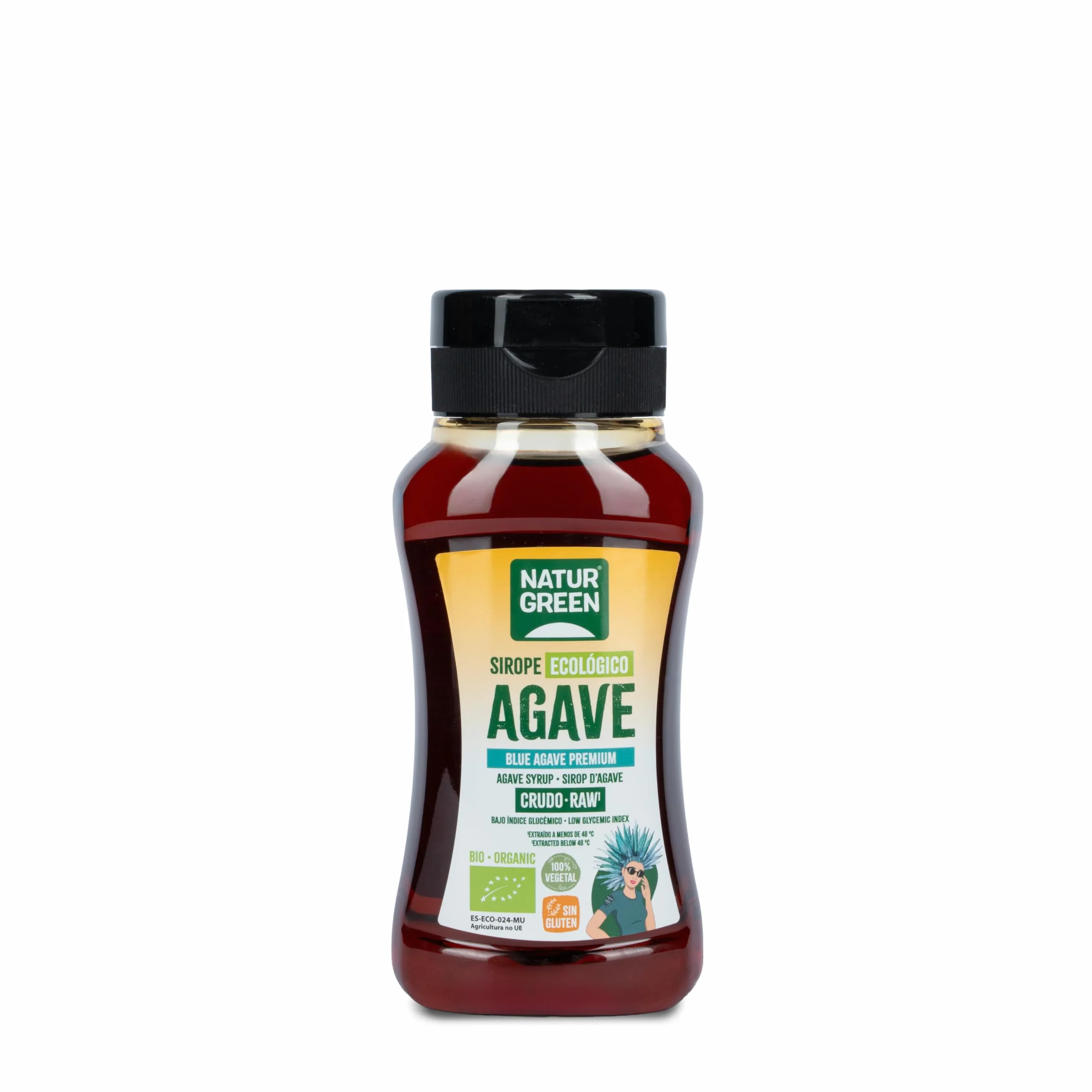 Sirope de Agave Crudo Bio NaturGreen 236 ml, Edulcorante Natural Vegano Sin Gluten