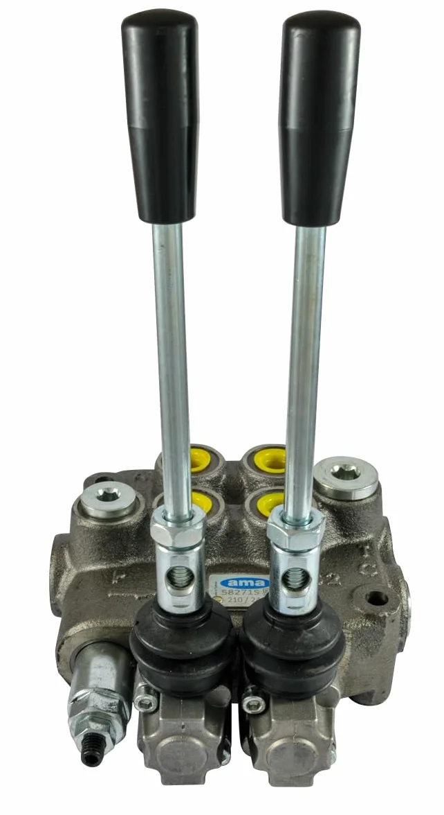 Dispensador hidráulico Ama: dispensador hidráulico de 2 palancas, tipo base, 3/8", 40 litros, 180 bar