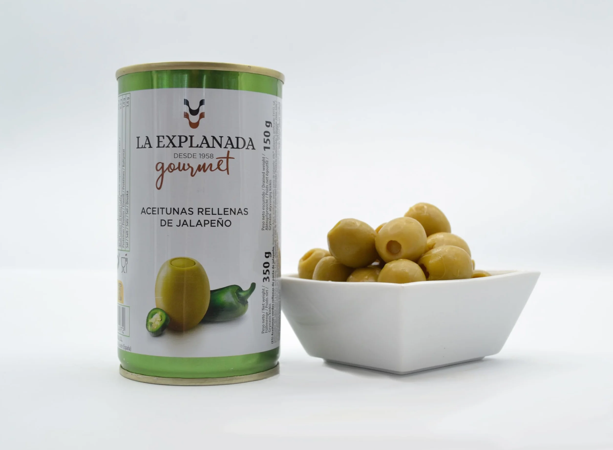 Aceitunas Rellenas de Jalapeño Pack 15 uds 2250g Picante Medio Origen Español