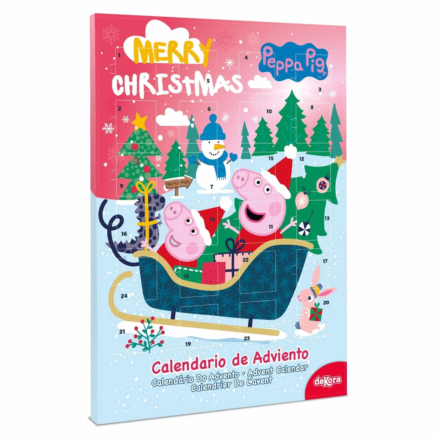 Calendario de adviento Peppa Pig 24 chocolatinas 50g chocolate con leche colorantes naturales Navidad